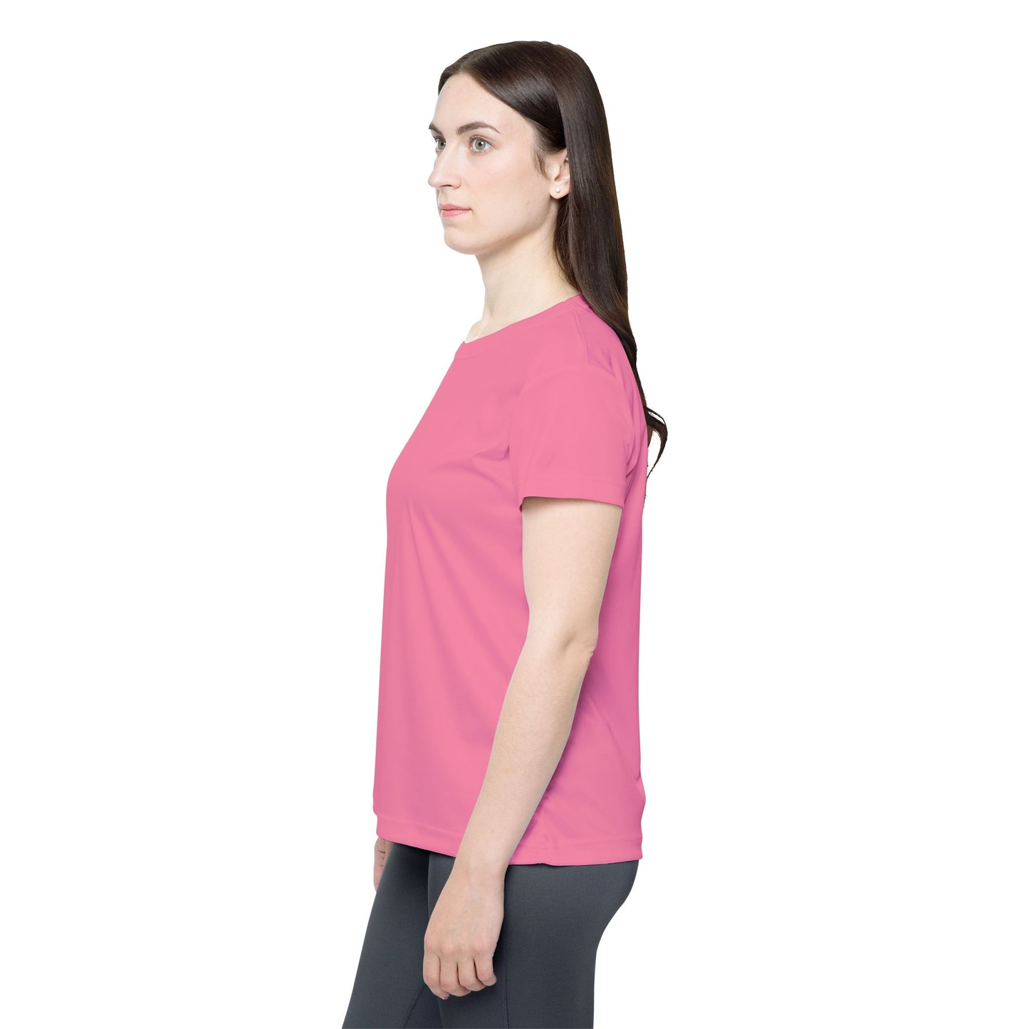 Bubblegum Tint Pink Women's Sports Jersey Short Sleeves 100% Poly Solid Pink Color Print Athletic Tee