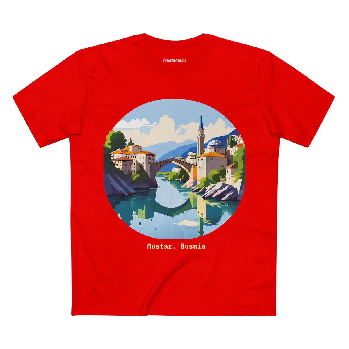 Mostar Bosnia illustration tee | Stari Most bridge t-shirt