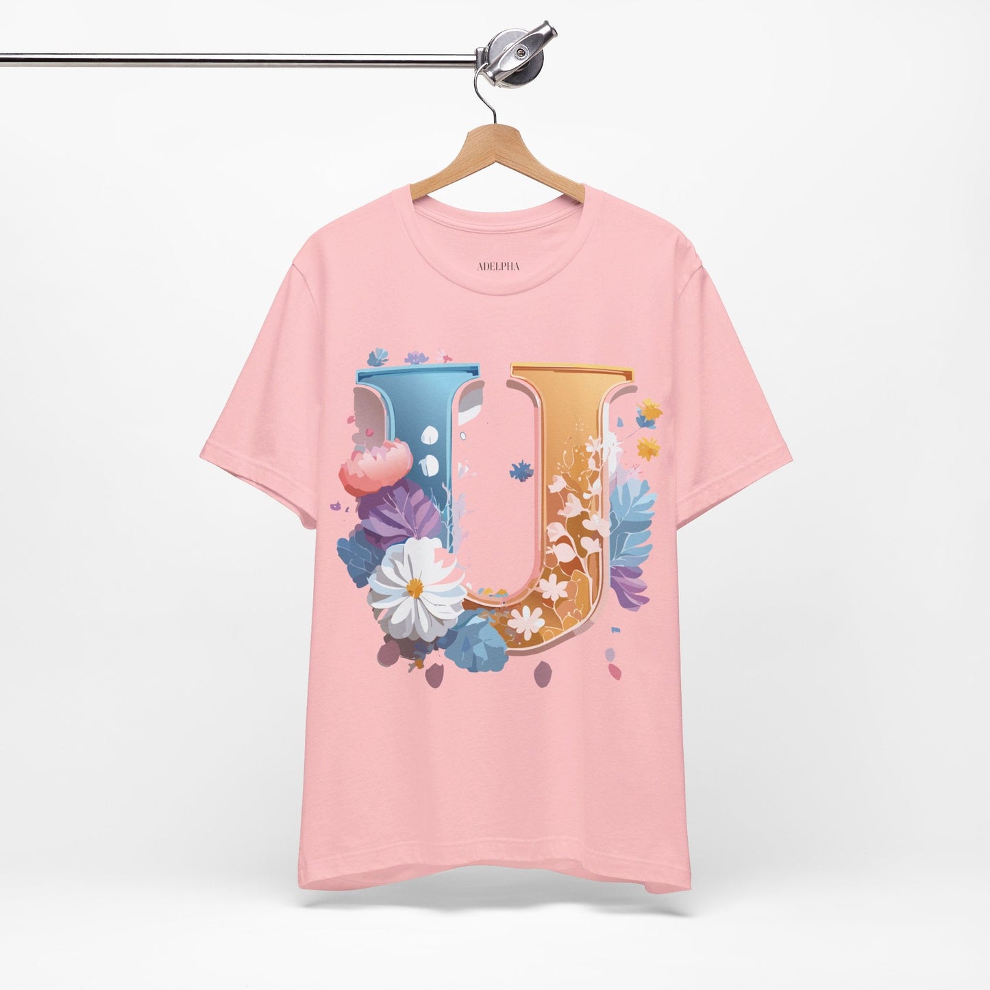 Letter U Shirt Graphic Tee Unisex Vintage Inspired Adelpha Artwork Premium Short Sleeve