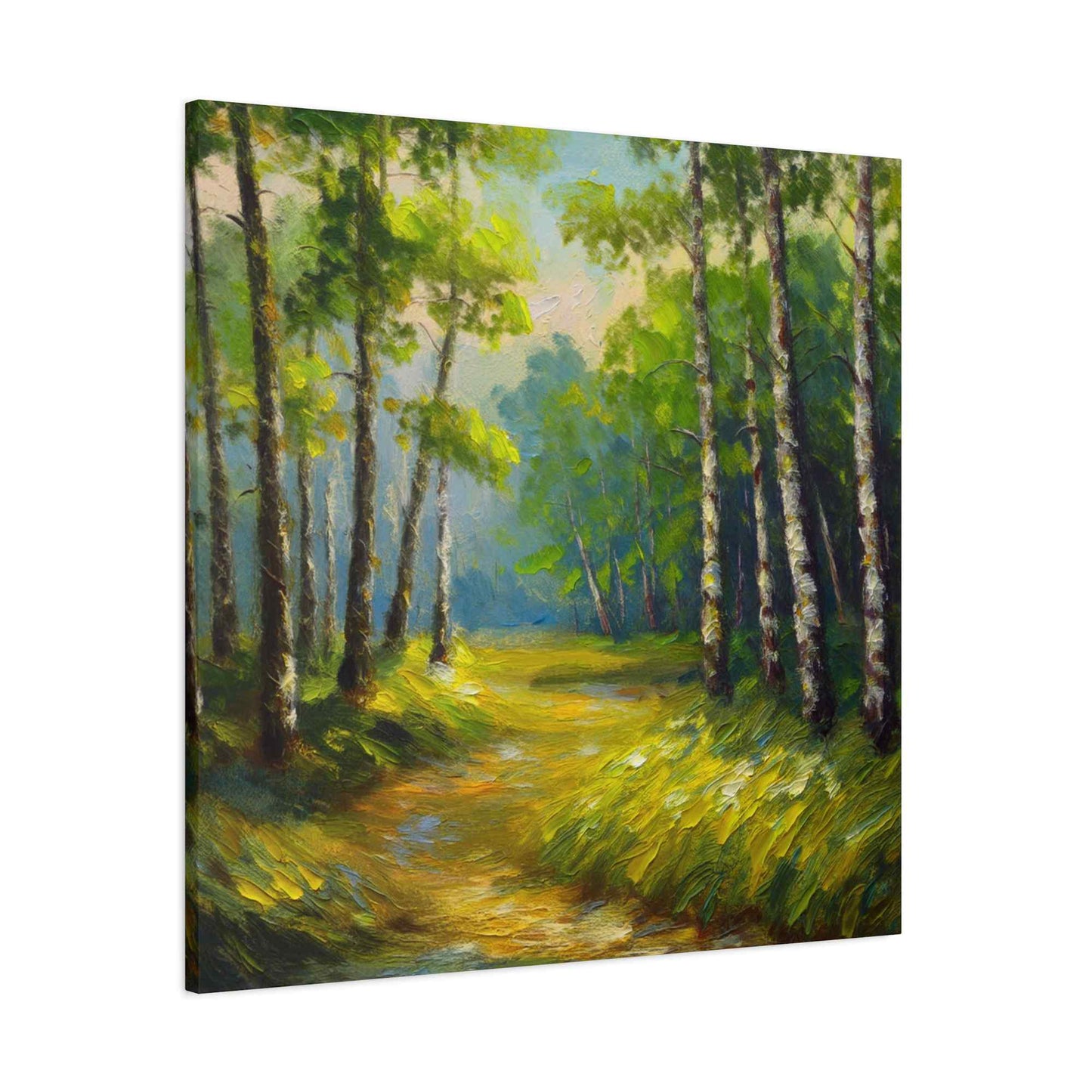 Summer Forest Print Canvas, Oil Paint Print 20x20, 24x24, 30x30, 32x32, 36x36 Art Design Pine-Wood Inner Frame MC-87