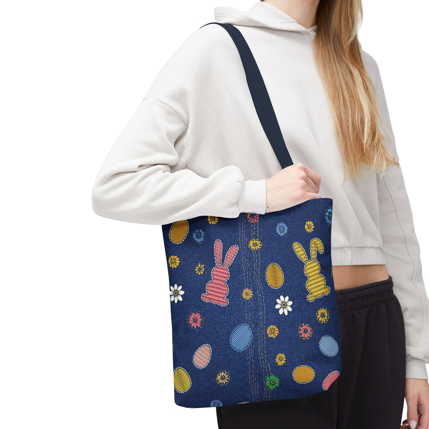 Easter Graphic Design Denim Fabric Imitation Print Unisex Canvas Bag Poly Spun 3 Sizes Tote Bag 204-4