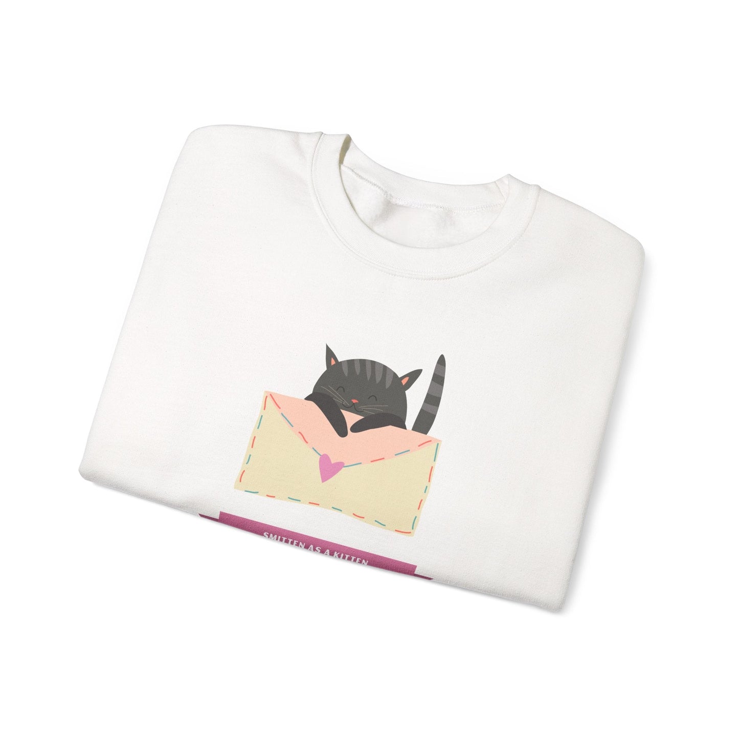 Cat Heart Sweatshirt Love For Cat Lovers Unisex Crewneck Fifty Fifty Cotton Poly Blend Gildan 18000