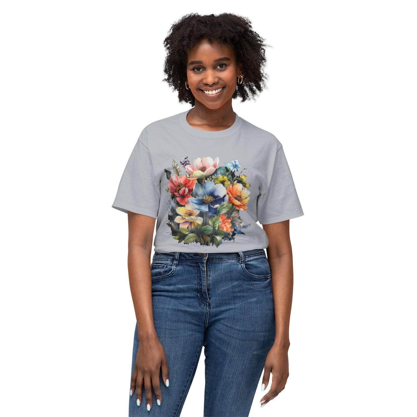 Unisex Floral T Shirt With Vintage Flower Art Print Premium Cotton Tee Soft Breathable Everyday Wear
