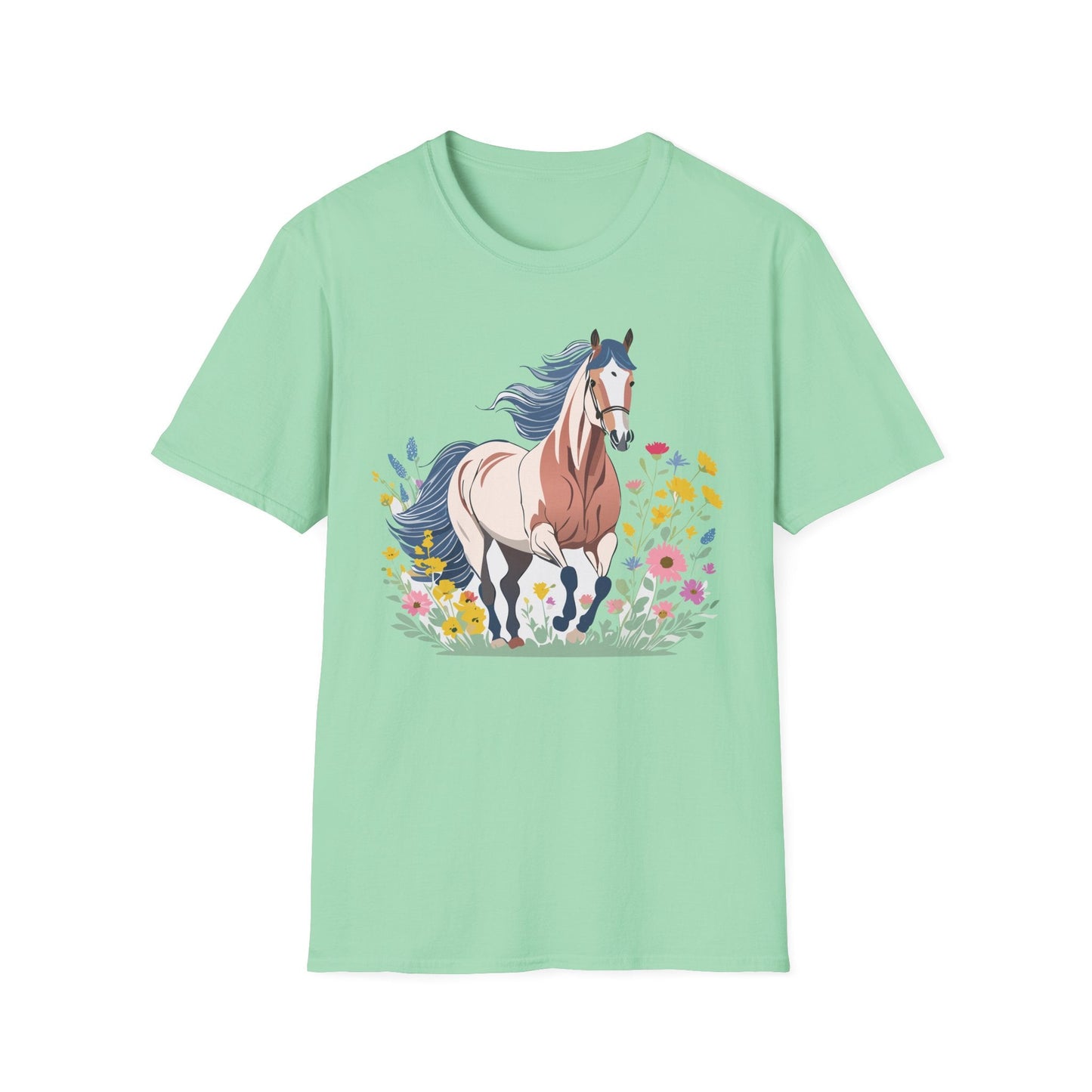Unisex Horse Tee Softstyle Cotton Shirt With Animals Design Graphic