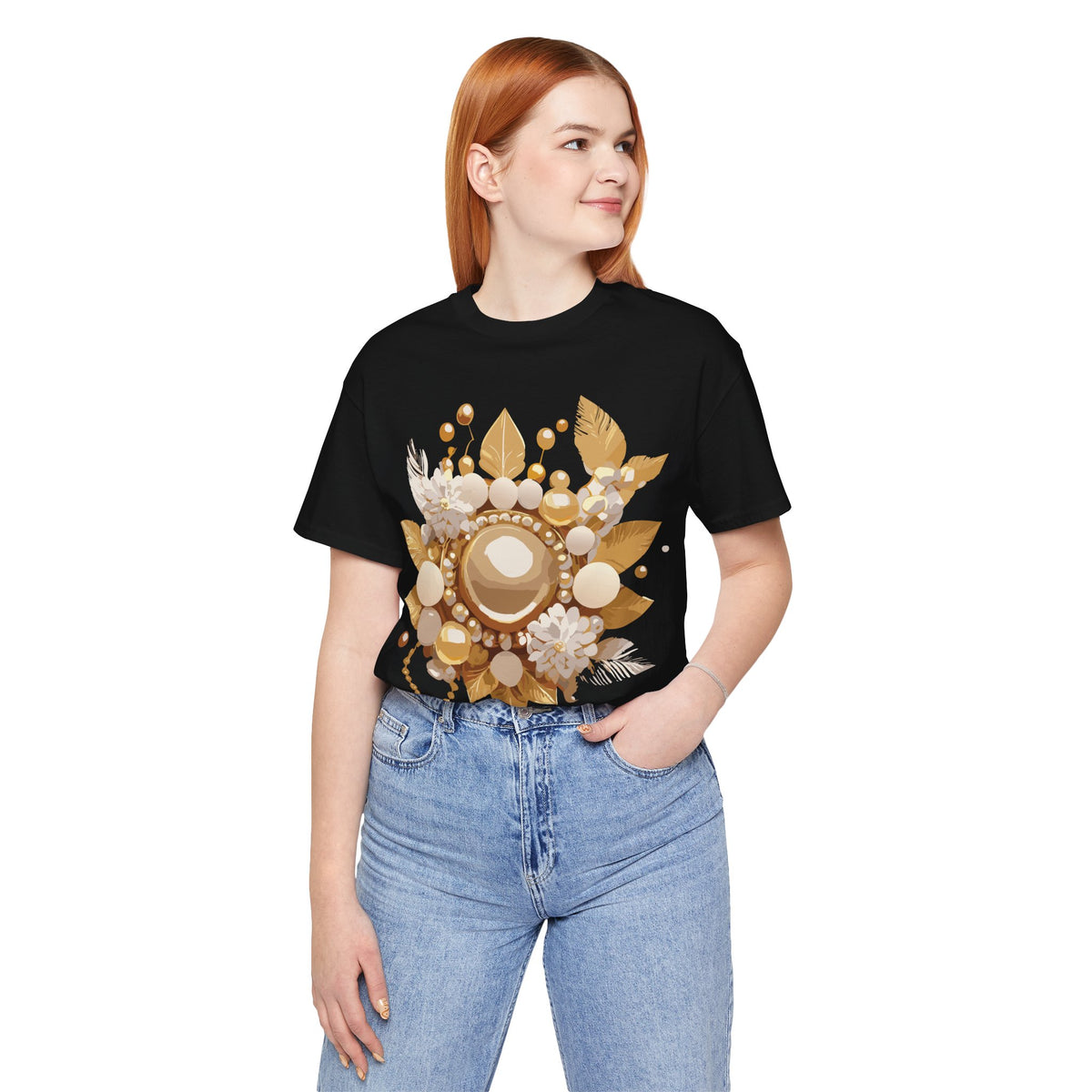 Jewelry Graphic Unisex Cotton Bella+Canvas Tee with Gemstones Art Design m35