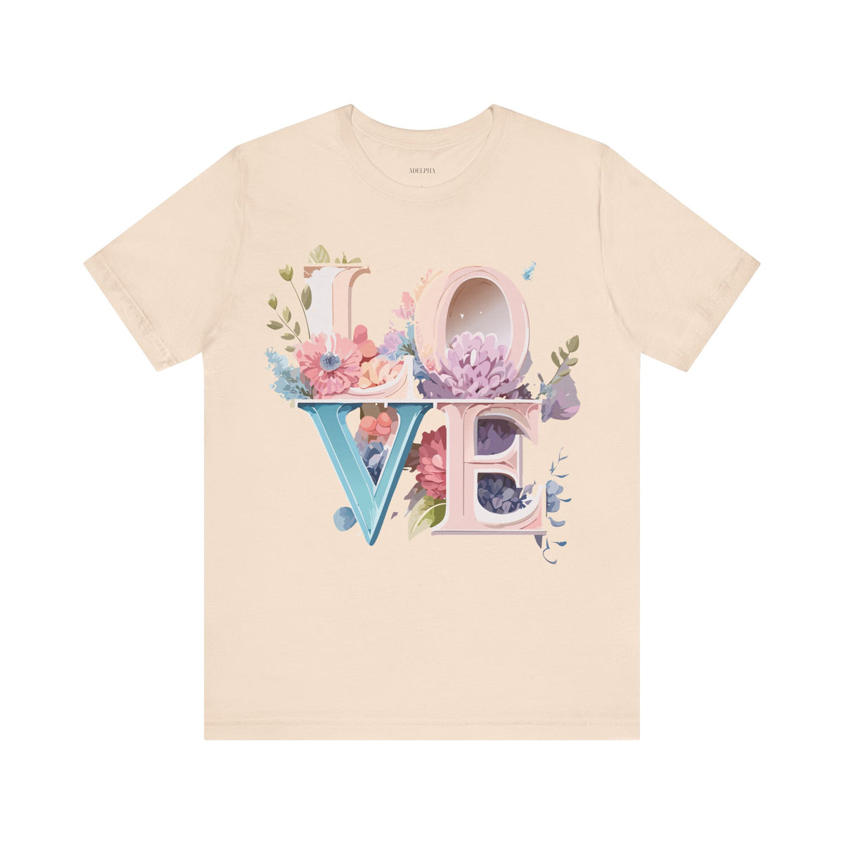 Valentine's Day Graphic Unisex Cotton Bella+Canvas Tee with Floral Art Design d100