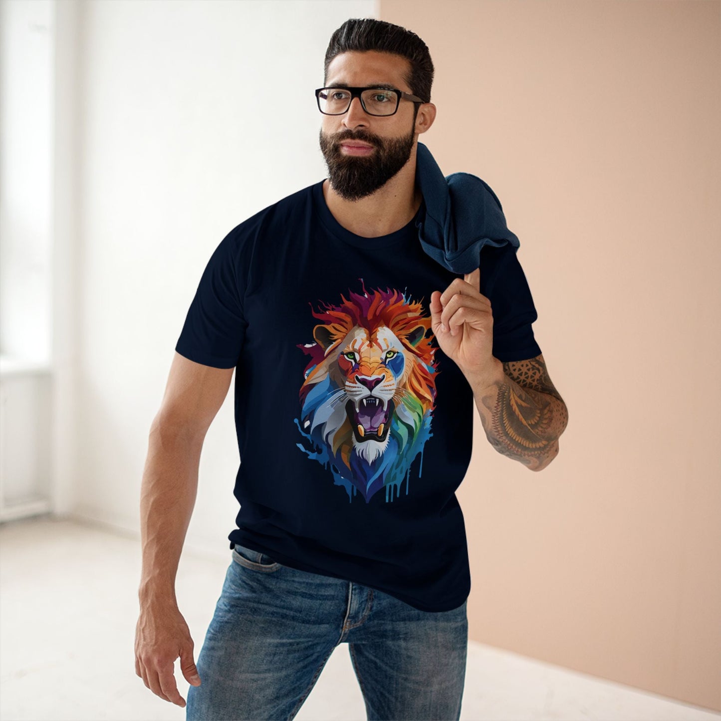 Lion Graphic Unisex 100 Cotton Staple Tee with Animal Design Artwork 30