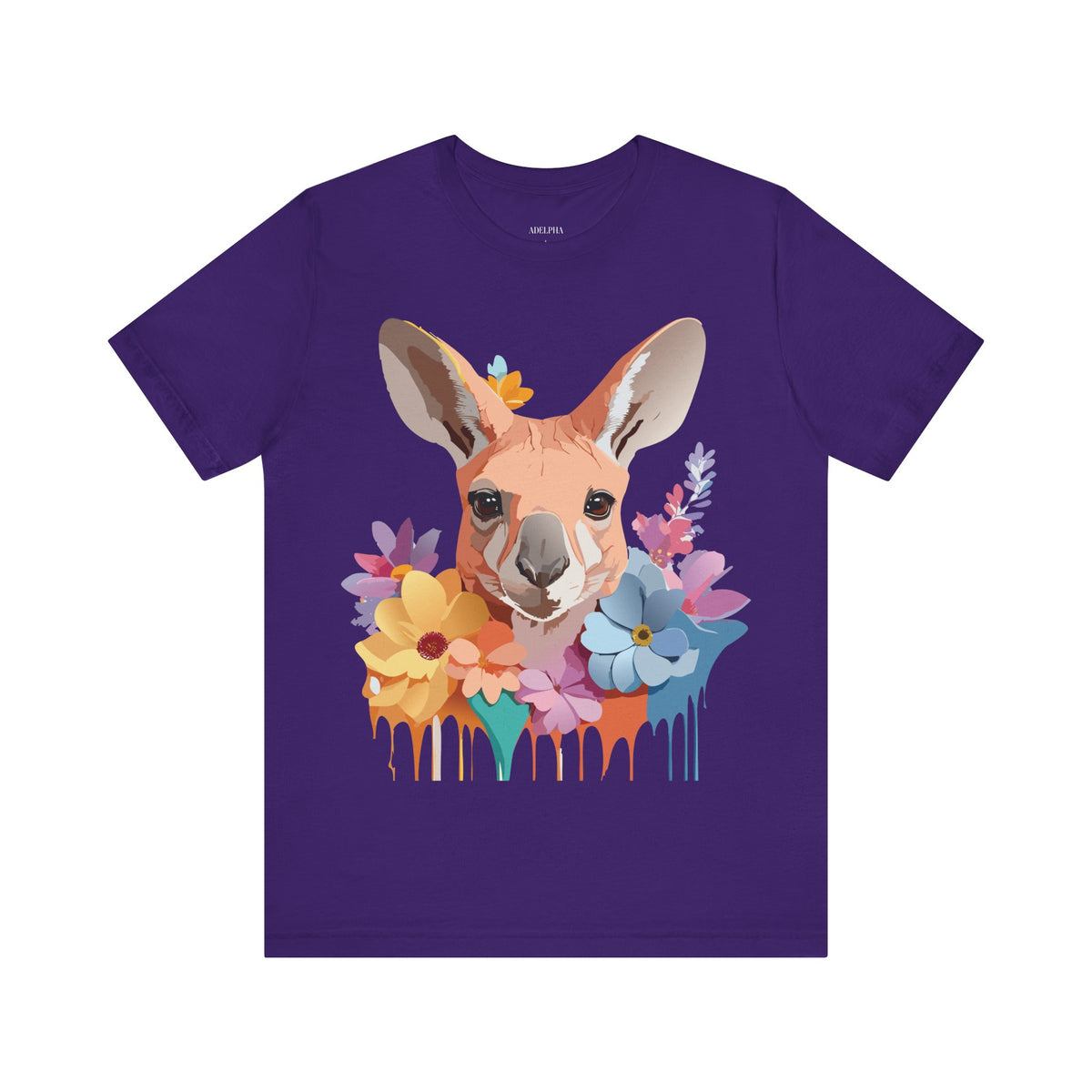 Kangaroo Graphic Unisex Cotton Bella+Canvas Tee with Art Animal Design e39