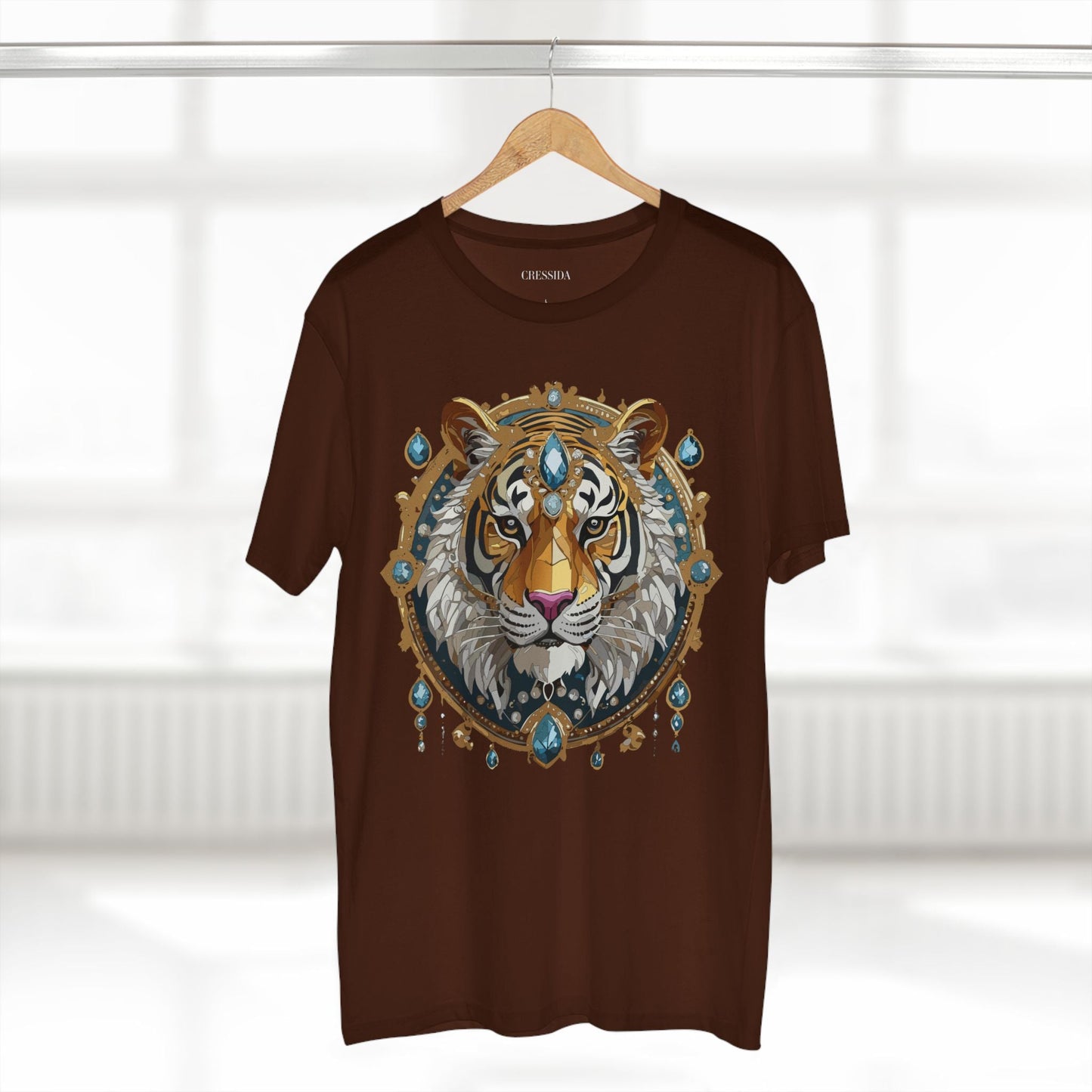 Tiger Graphic Unisex 100 Cotton Tee With Unique Animal Golden Medallion Art Design 51
