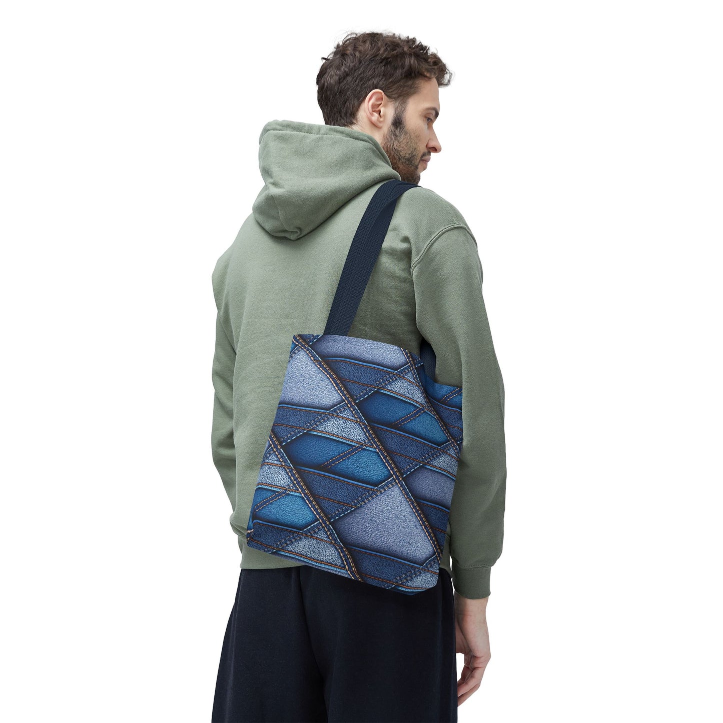 Denim Fabric Imitation Print Unisex Canvas Bag Poly Spun 3 Sizes Tote Bag 100