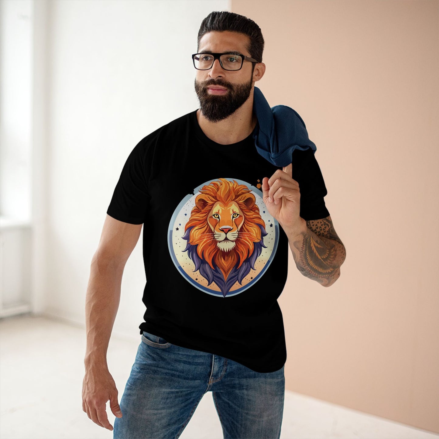Unisex Premium Cotton Lion Art Tee Shirt By Retro2Nova Original Artwork Collection For Everyday Comfort