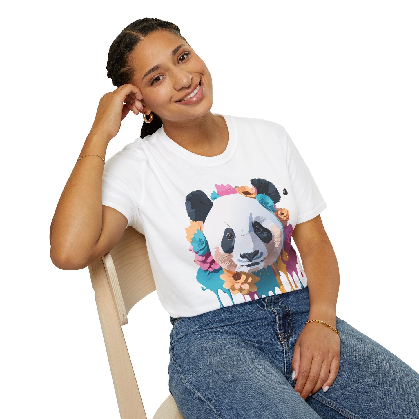 Unisex Panda Shirt Softstyle Cotton Tee For Everyday Wear With Cute Animal Print
