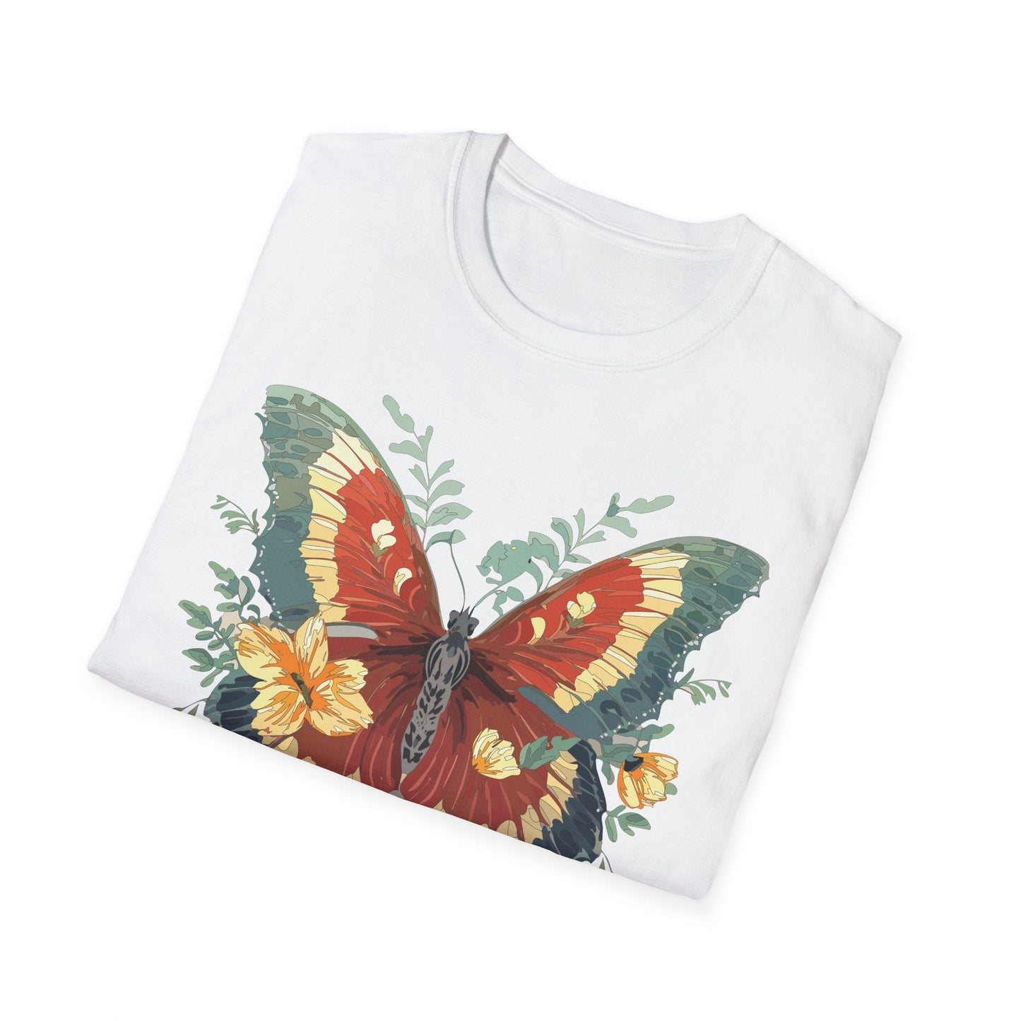 Butterfly T Shirt Unisex Gildan Softstyle 64000 Comfort Monarch Design 100 Percent Cotton