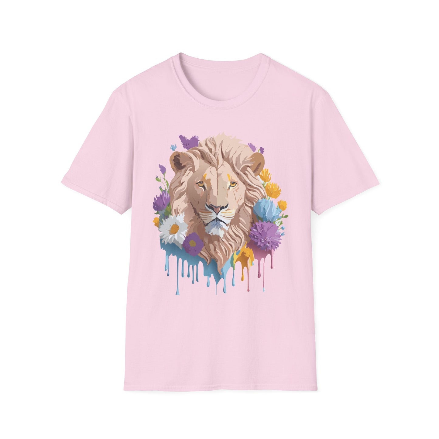 Lion Shirt Unisex Floral Lion Tee Gildan Softstyle 64000 Short Sleeve
