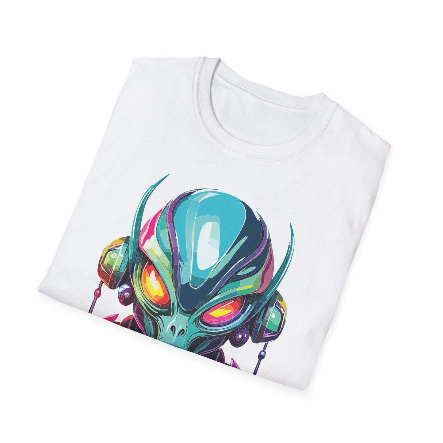 Alien Cosmos Unisex Cotton T Shirt With Alien Artwork Softstyle Ring Spun Cotton 64000