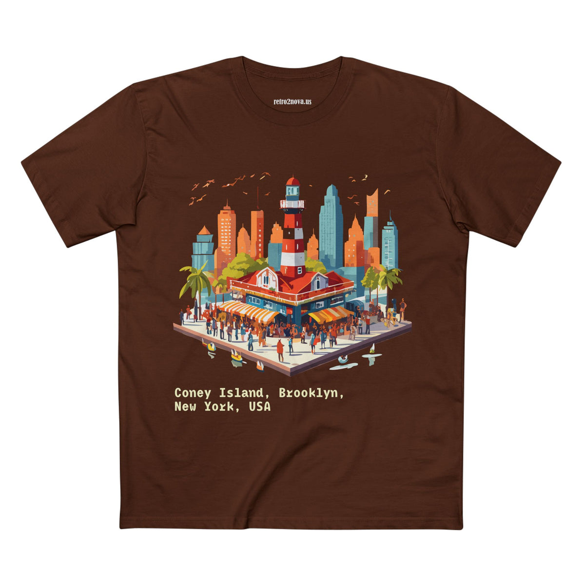 Coney Island Brooklyn New York Tee | Cityscape Lighthouse Illustration