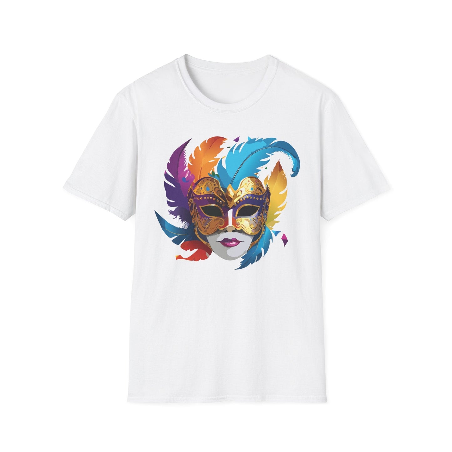 Mask Tee Shirt Unisex Short Sleeve Cotton Tee Art Design Masquerade Gildan Softstyle 64000