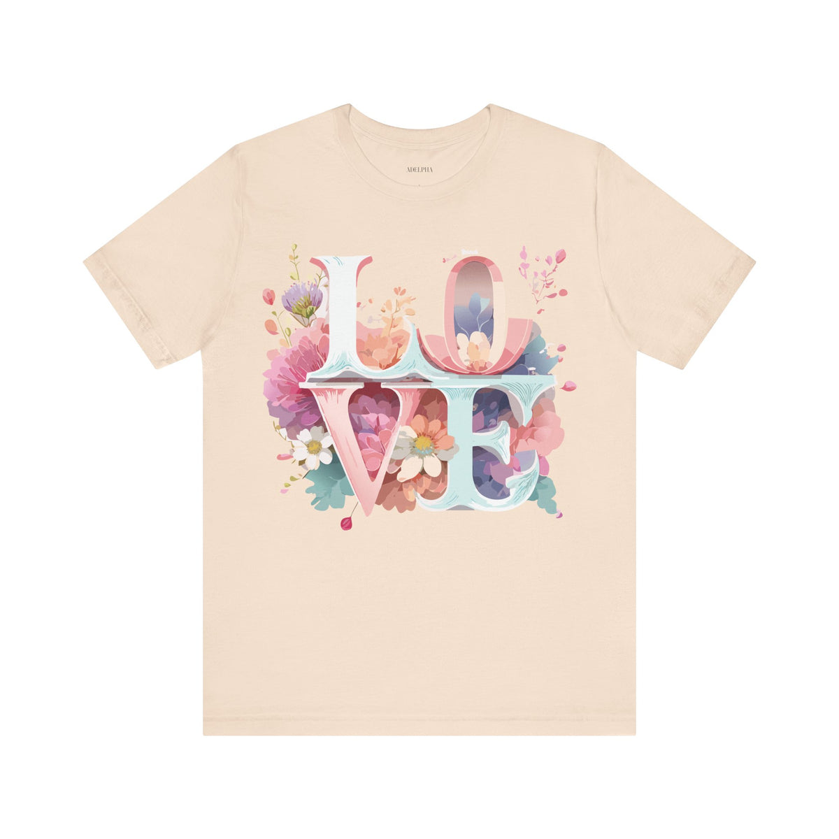 Valentine's Day Graphic Unisex Cotton Bella+Canvas Tee with Floral Art Design d107