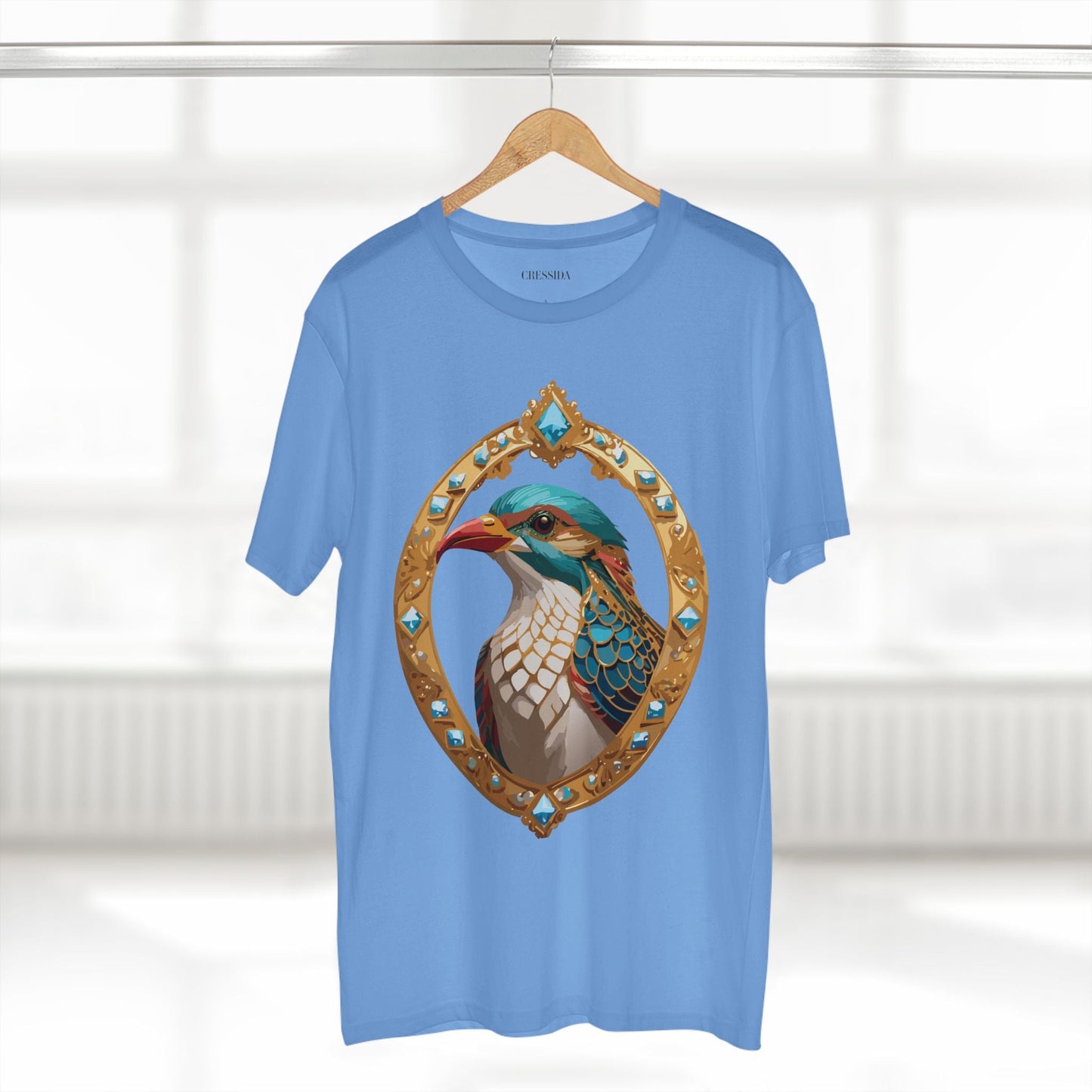Bird Graphic Unisex 100 Cotton Tee With Unique Animal Golden Medallion Art Design 22
