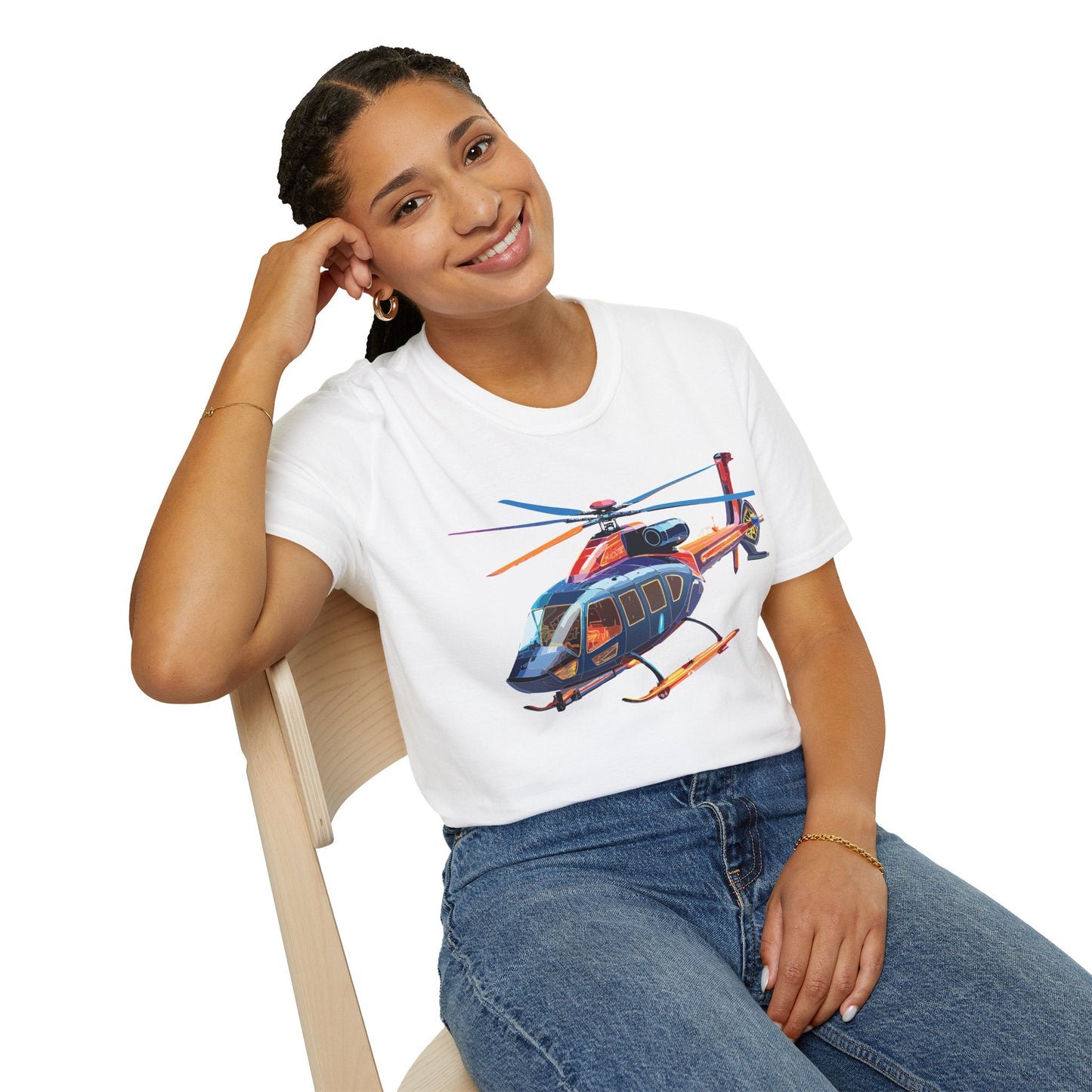 Chopper Helicopter Graphic T Shirt Unisex Softstyle Cotton Short Sleeve Artwork Design