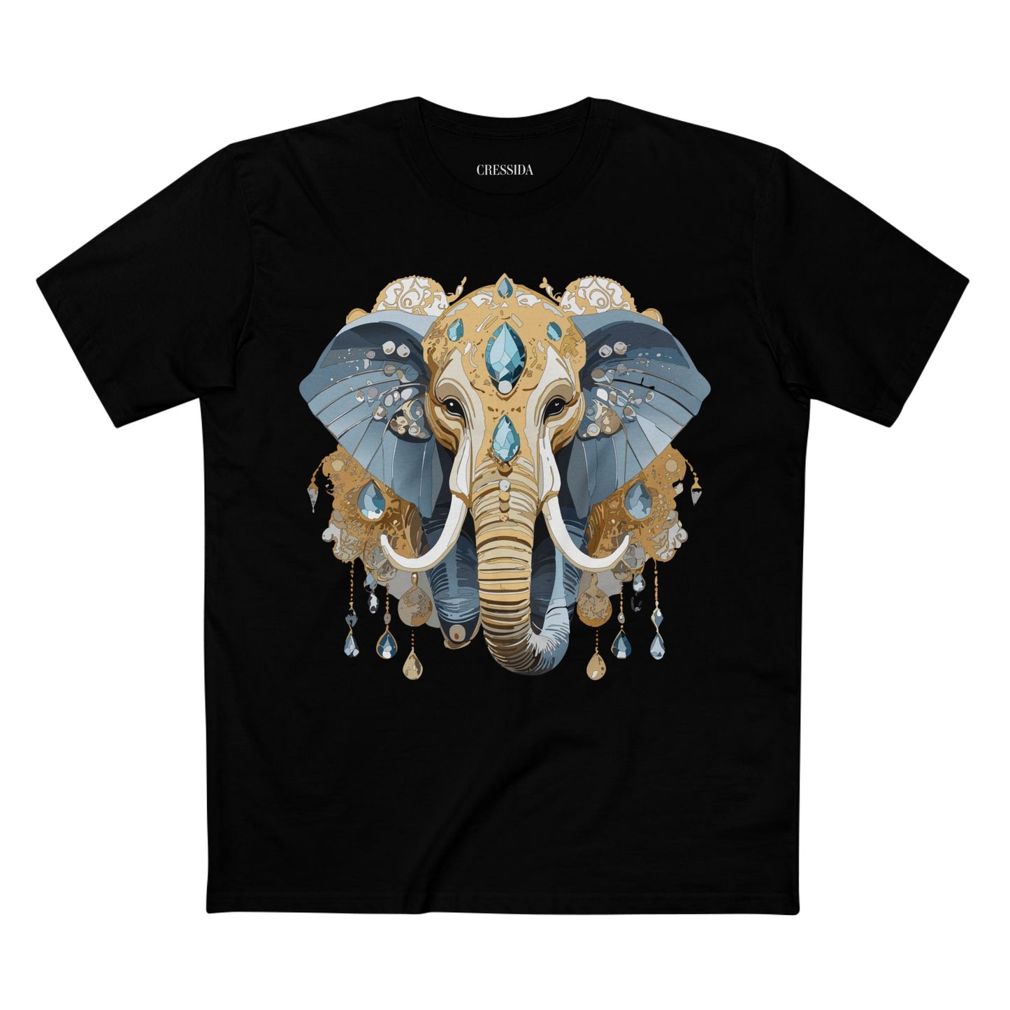 Elephant Graphic Unisex 100 Cotton Tee With Unique Animal Golden Medallion Art Design 35