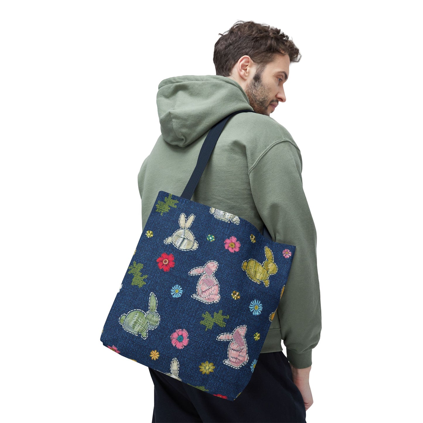 Easter Graphic Design Denim Fabric Imitation Print Unisex Canvas Bag Poly Spun 3 Sizes Tote Bag 204-7