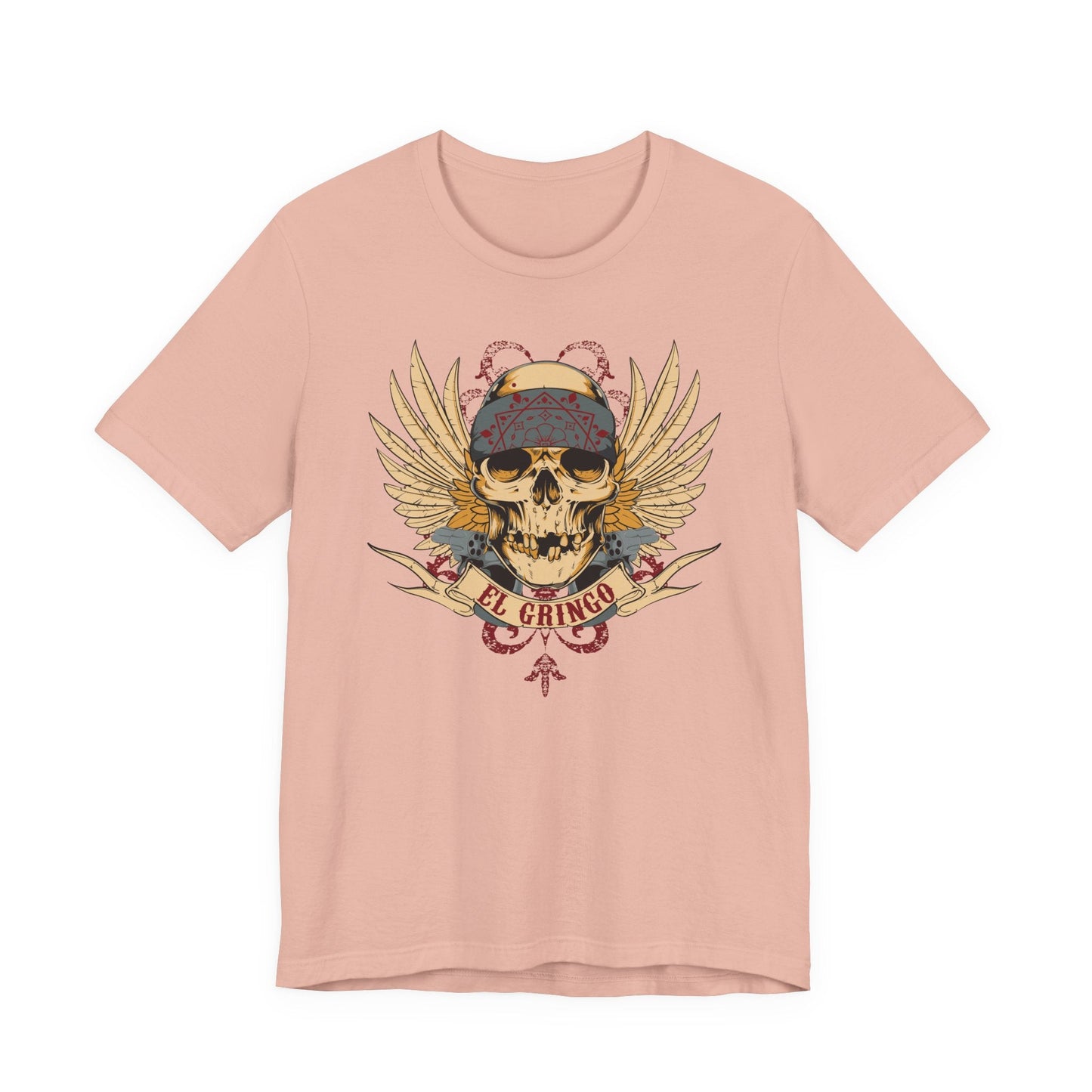 El Gringo Skull with Wings T-Shirt Vintage Tattoo Style Art-53