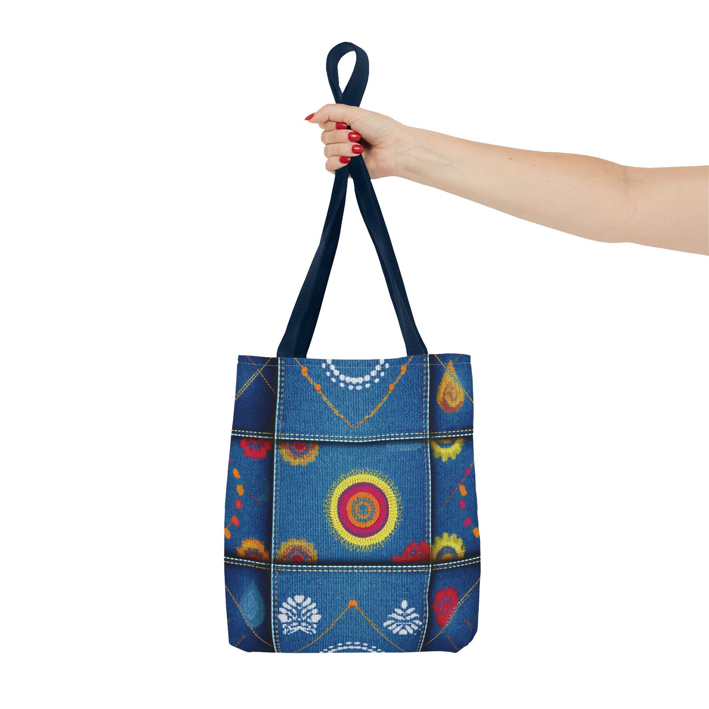 Diwali Graphic Denim Fabric Imitation Print Unisex Canvas Bag Poly Spun 3 Sizes Tote Bag 205-17