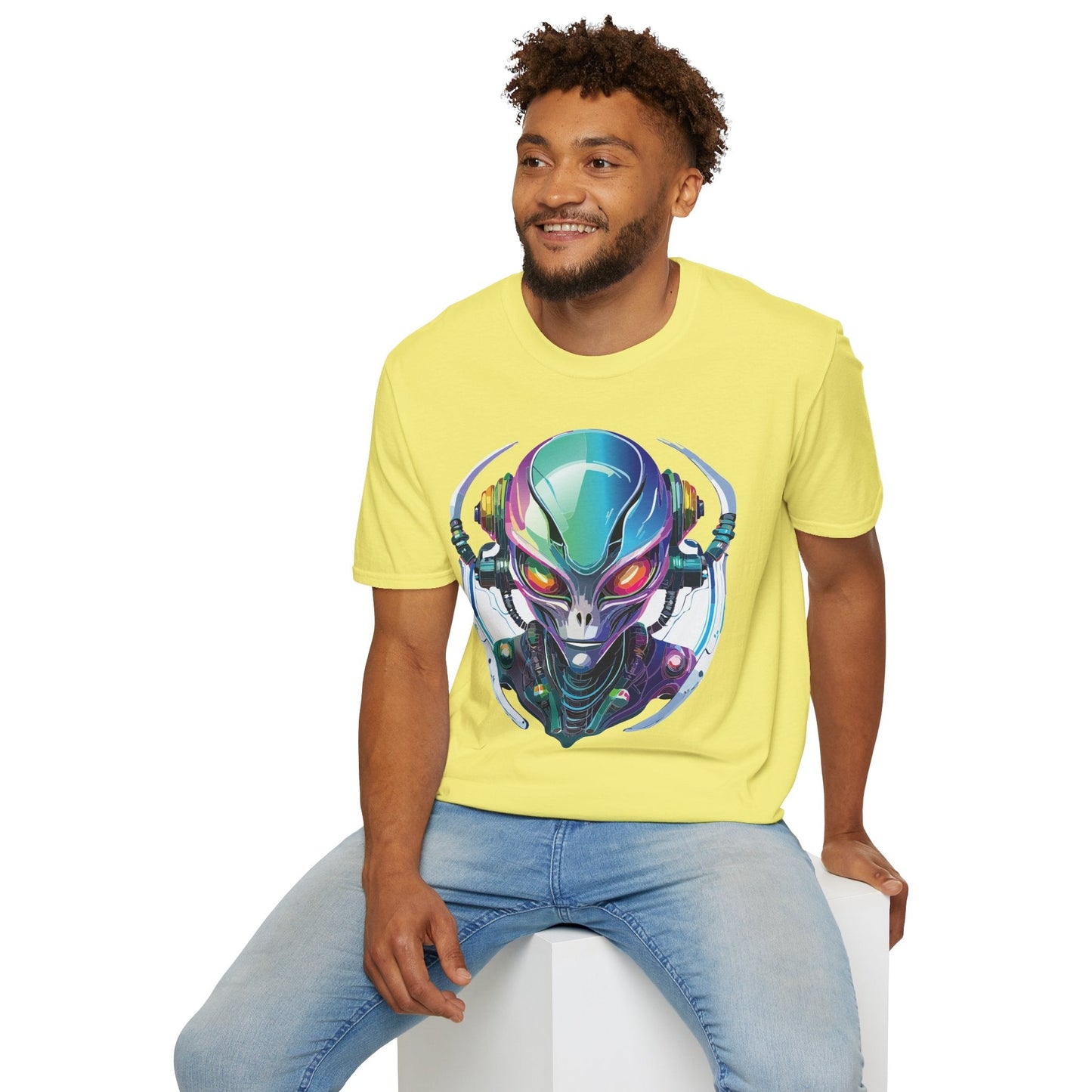 Alien Graphic Unisex Cotton Softstyle UFO Artwork Tee 3