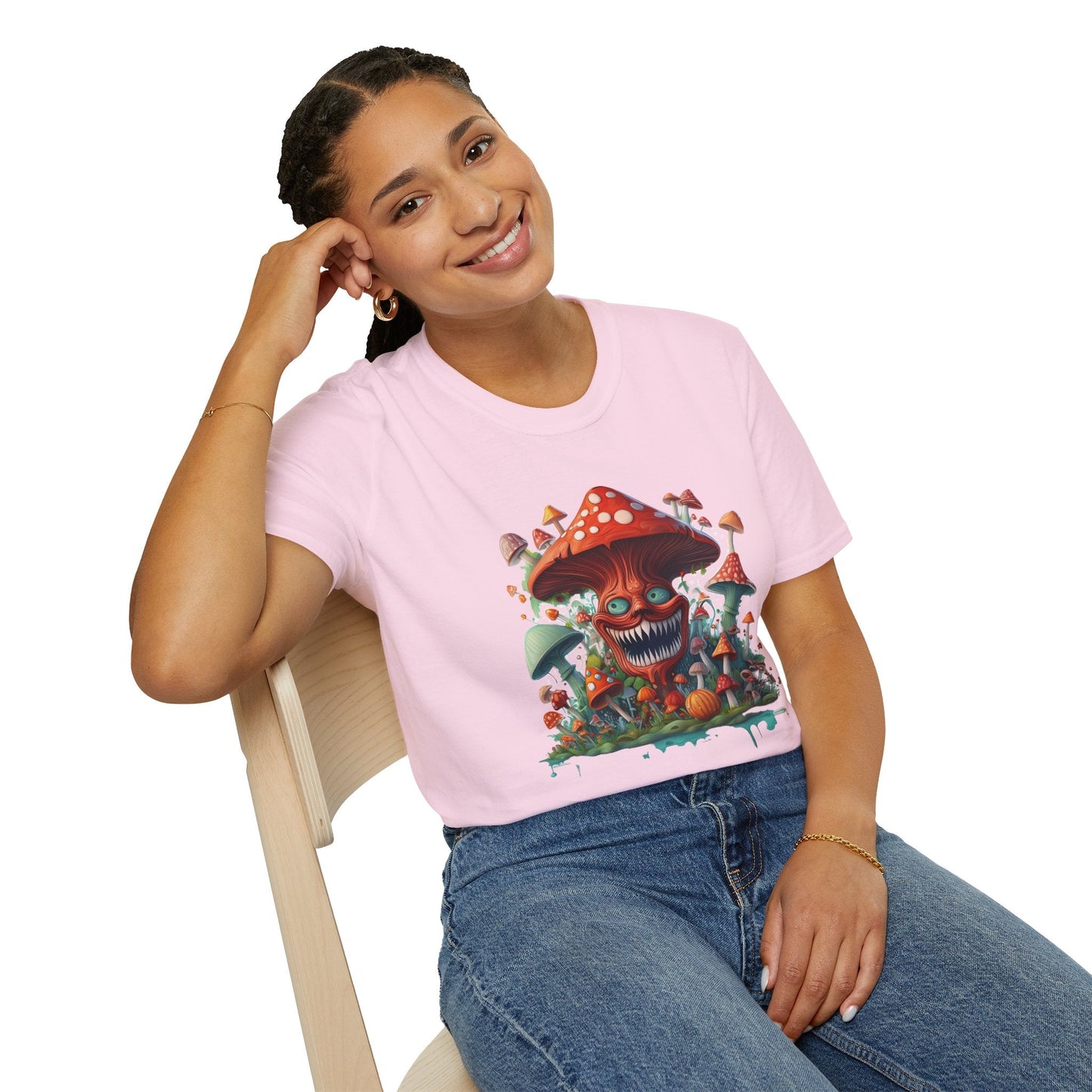 Unisex Mashroom Tee Shirt With Funny Mashroom Design Fungus Humor Softstyle Cotton
