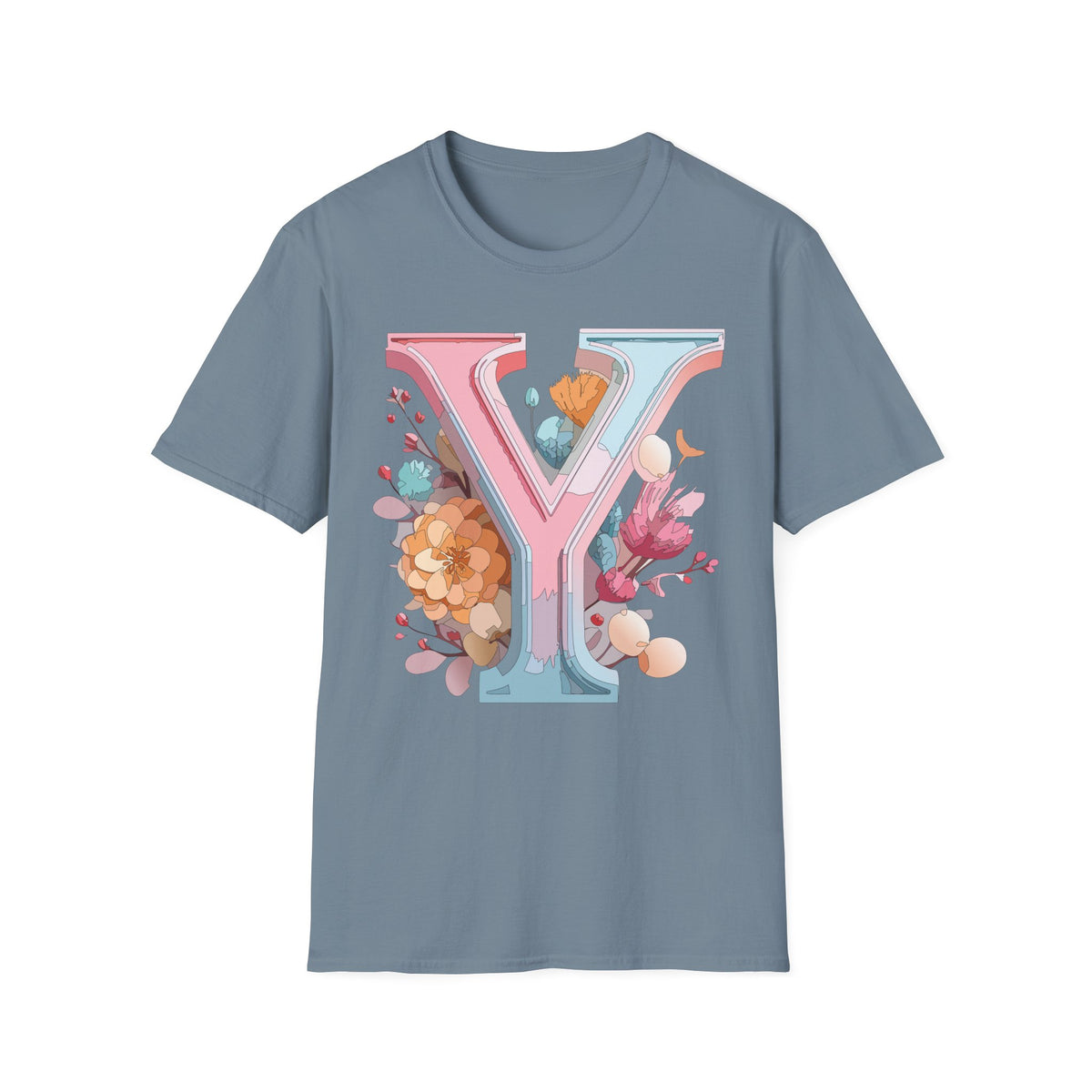 Floral Letter V T-Shirt | Pastel Monogram V Tee