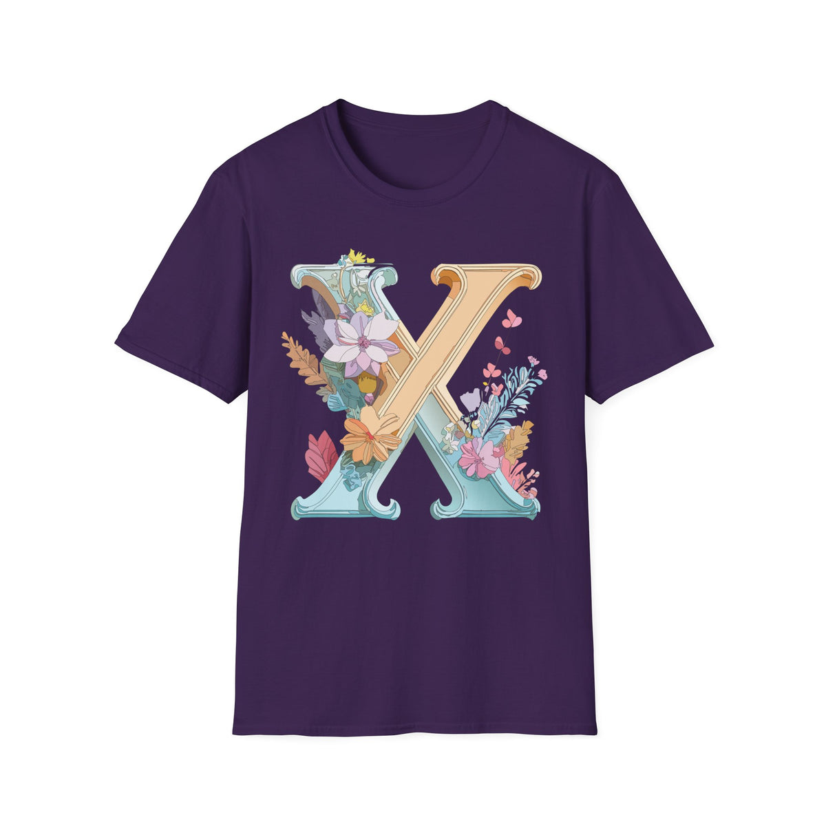 Floral Letter X T-Shirt | Botanical Monogram Tee