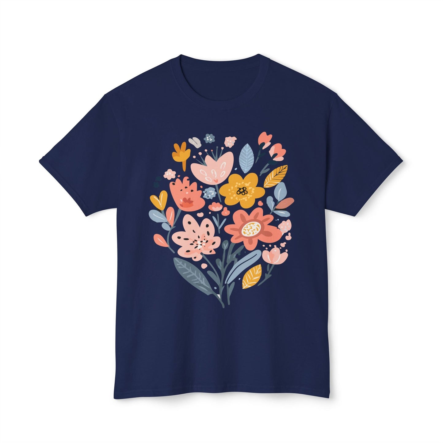 Unisex HD Cotton Floral Art Print T Shirt With Vintage Flowers Design Tee Premium Quality