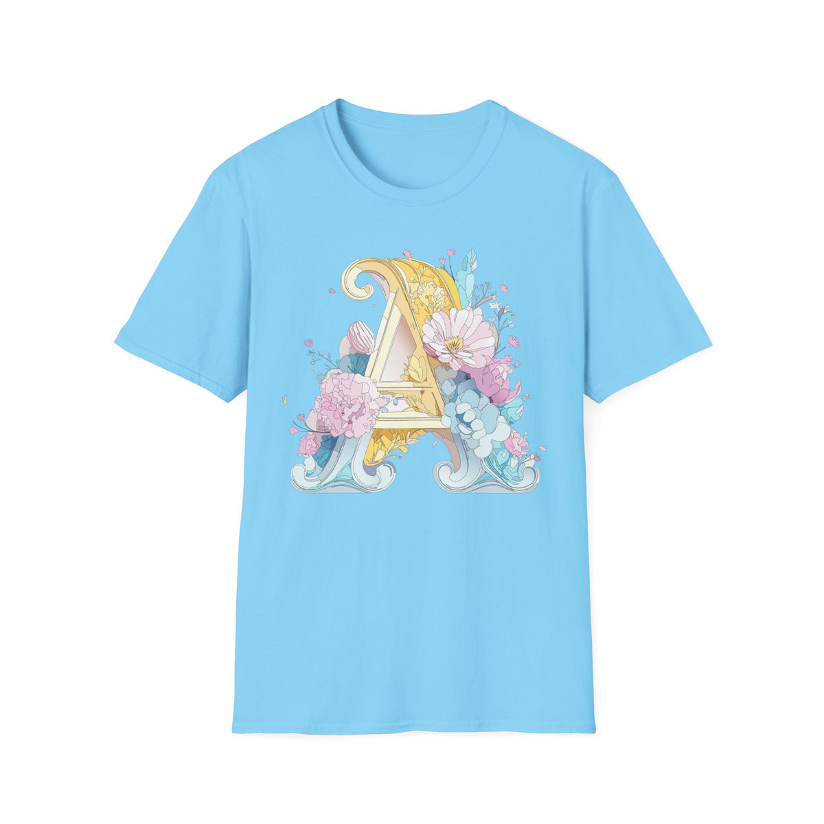 Floral Letter A T-Shirt | Decorative Monogram Initial Tee