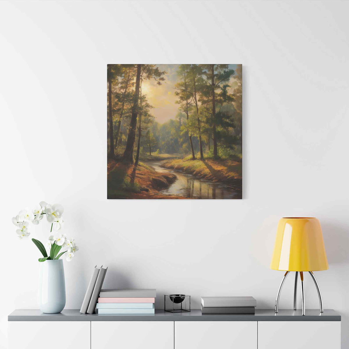 Forest Print Canvas, Trees Oil Paint Print 20x20, 24x24, 30x30, 32x32, 36x36 Art Design Print Pine-Wood Inner Frame MC-71