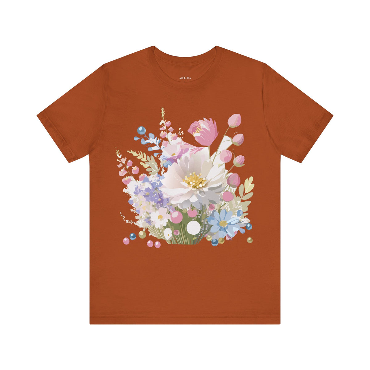 Floral Graphic Unisex Cotton Bella+Canvas Tee with Flowers Art Design n121