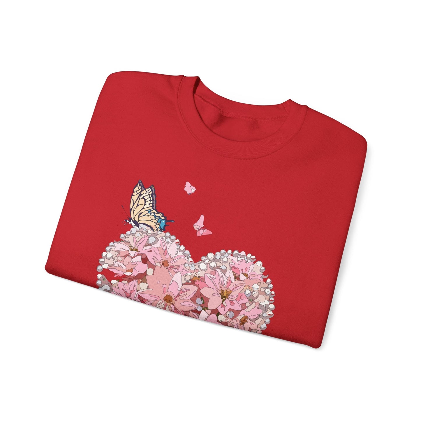 Unisex Floral Heart Sweatshirt with Love Floral Design for Valentines Day Gift Idea