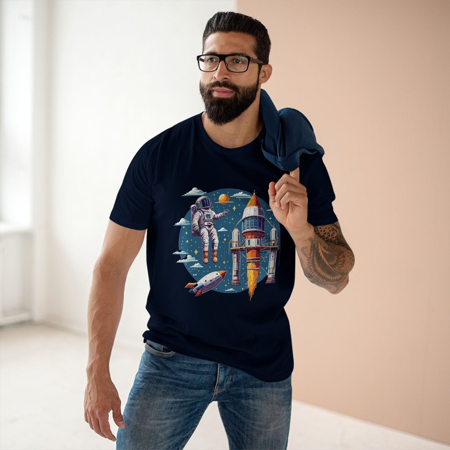 Cosmos Astronaut Shirt Unisex Premium Cotton Tee With Original Art Design Retro2Nova
