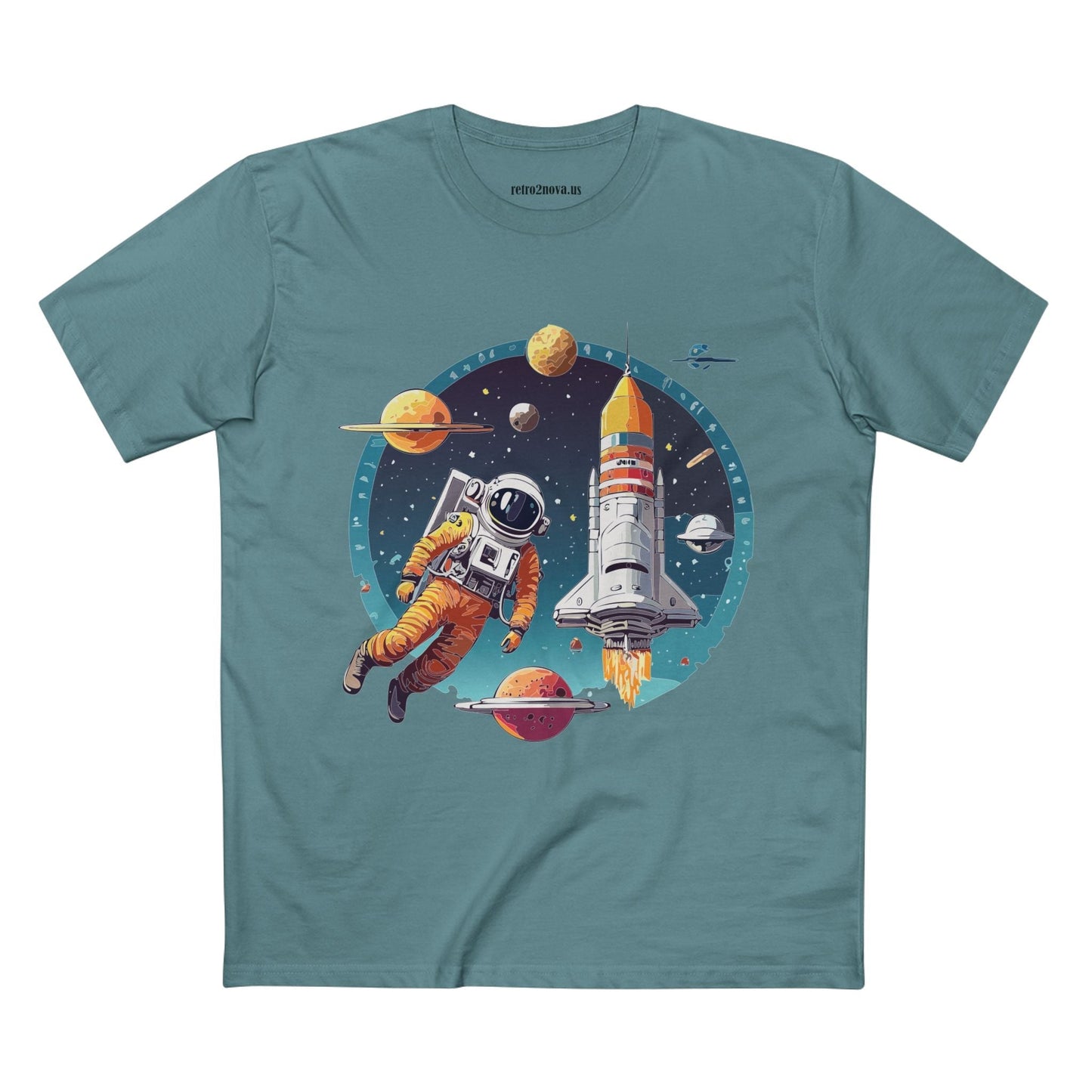 Cosmos Astronaut Shirt Unisex Premium Cotton Tee With Original Art Design Retro2Nova Art Collection