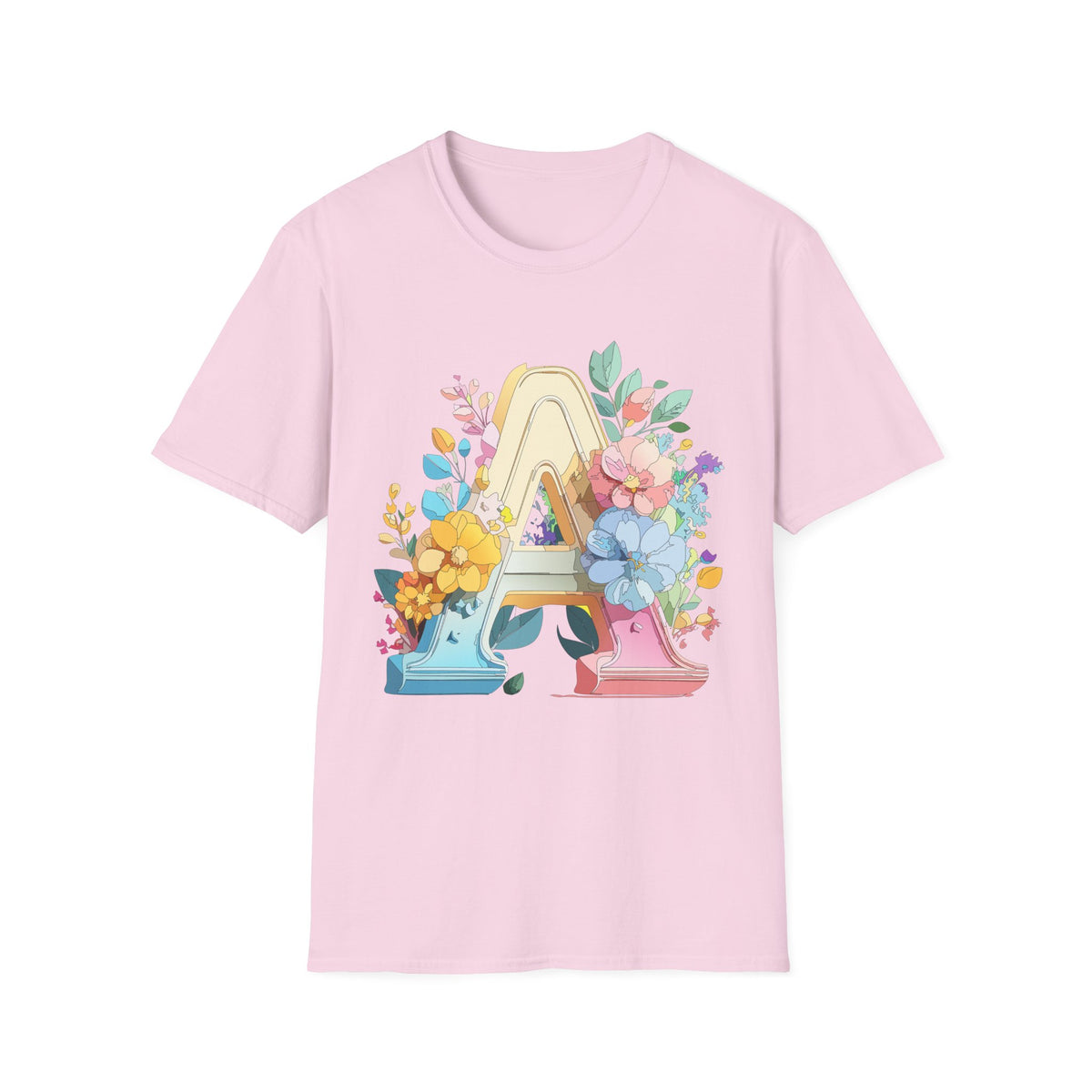 Floral Letter A Monogram T-Shirt | Botanical Initial Tee