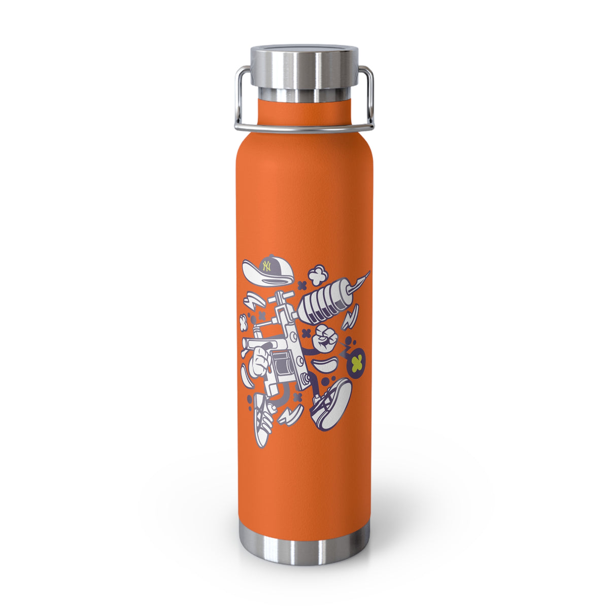 22oz Copper Insulated Water Bottle with Cartoon Design - CV36