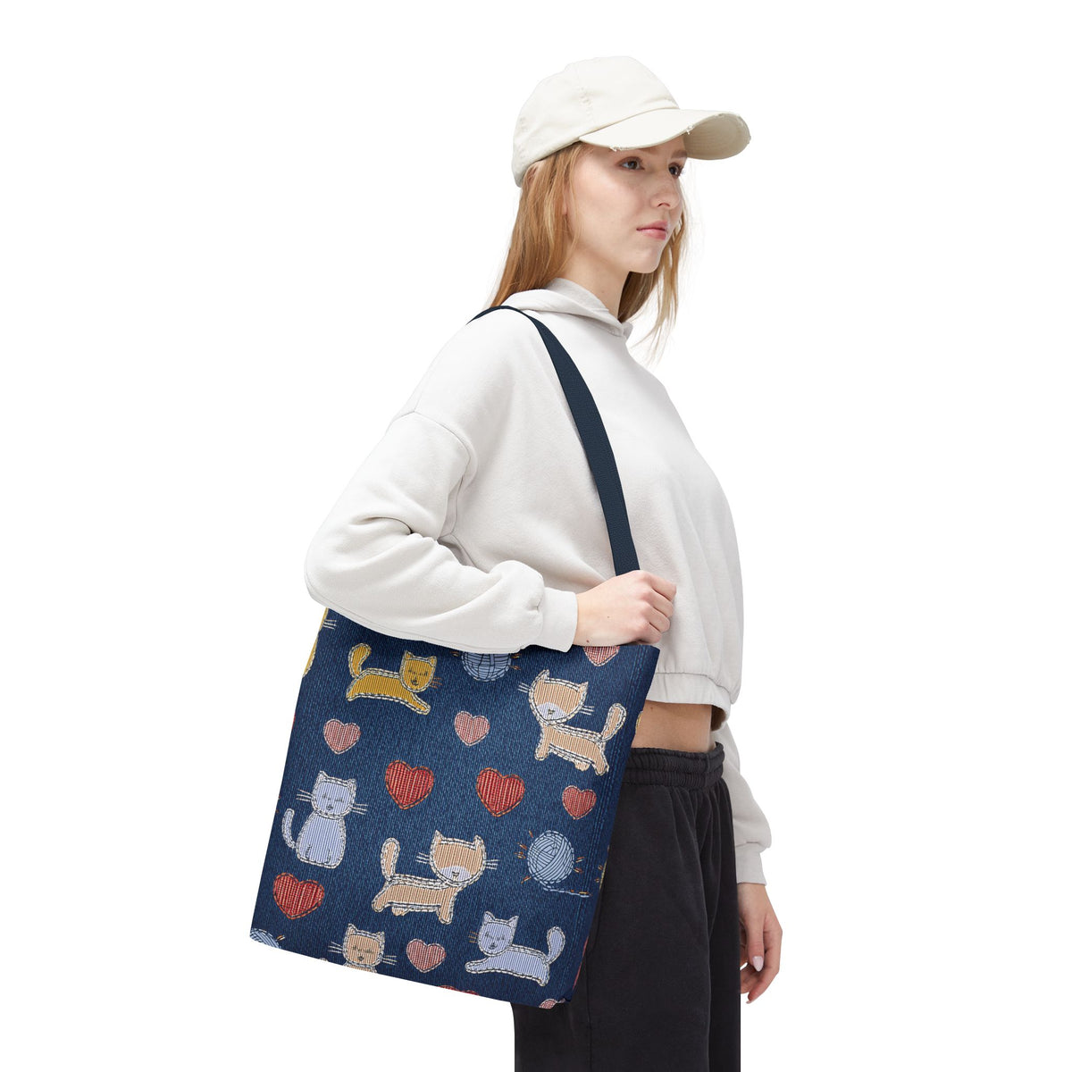 Love Day Graphic Design Denim Fabric Imitation Print Unisex Canvas Bag POLY 3 Sizes Tote Bag 201-8