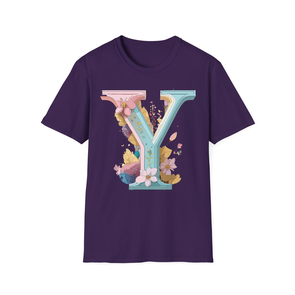 Floral Letter V T-Shirt | Pastel Monogram Tee