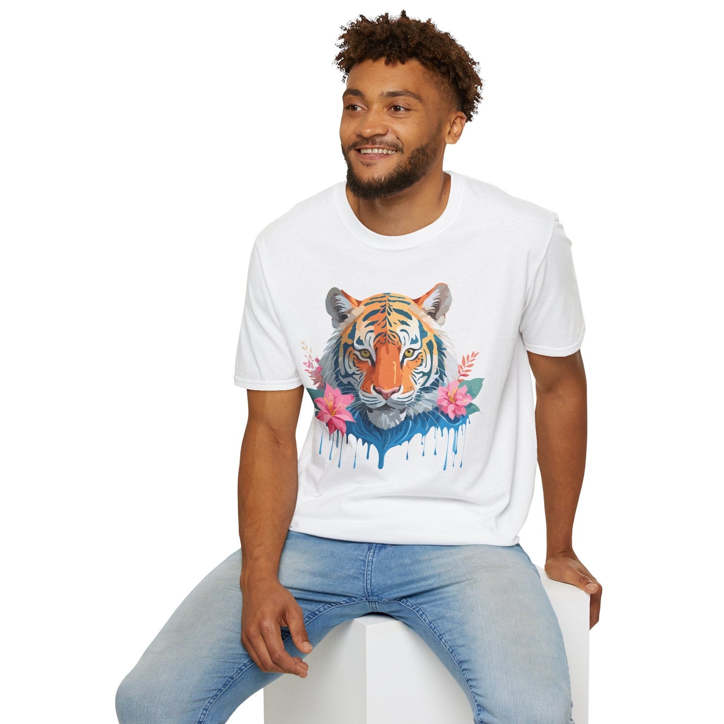 Tiger Unisex Softstyle T Shirt 100 Percent Cotton Gildan 64000 Animal Tee