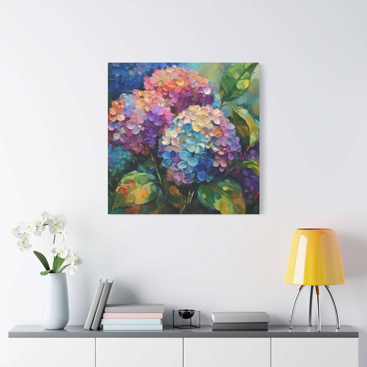 Hydrangeas Print Canvas, Flowers Oil Paint Print 20x20, 24x24, 30x30, 32x32, 36x36, Floral Art Design Print Non-Frame MC-28