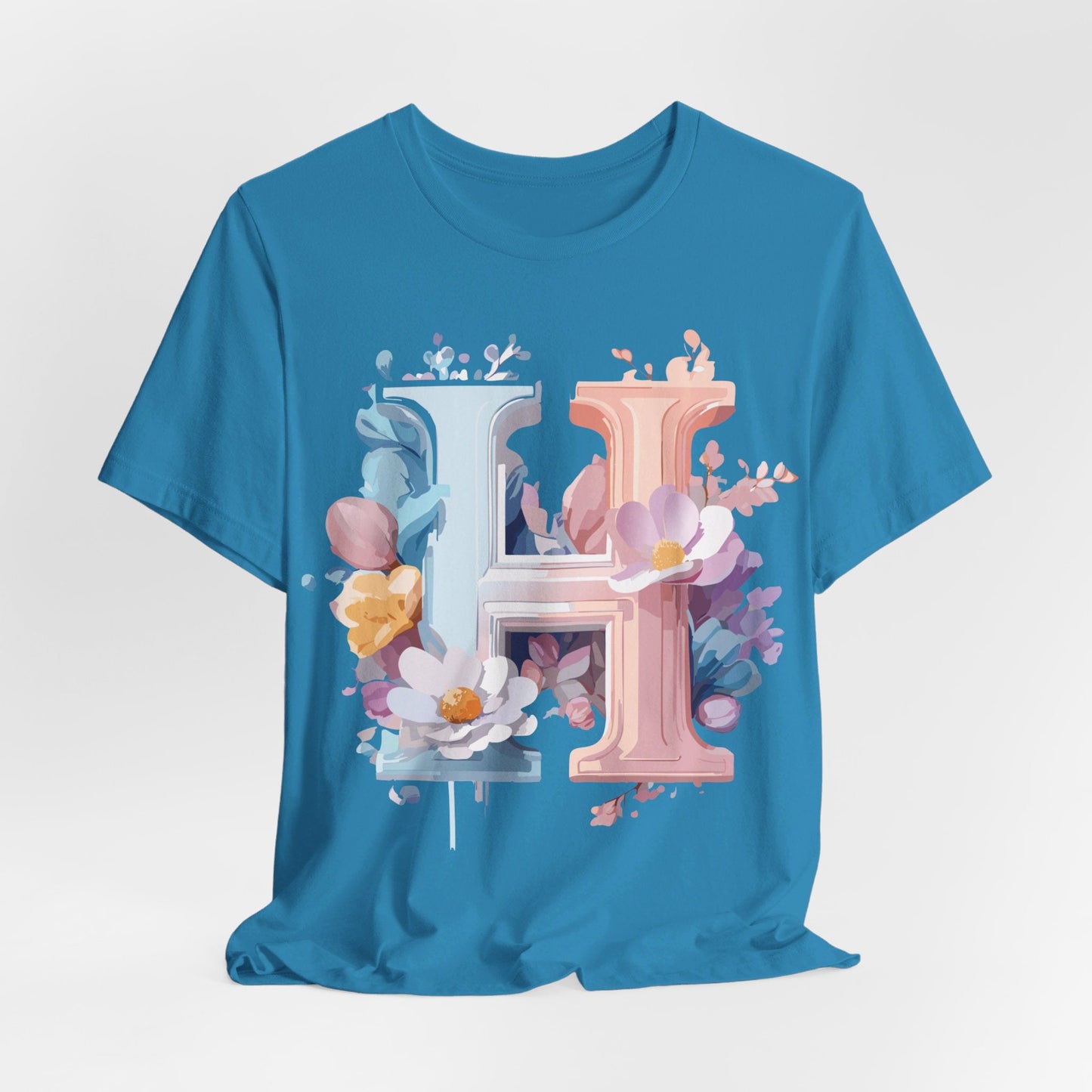 Letter H Shirt Graphic Tee Unisex Short Sleeve Premium Vintage Inspired Artwork Adelpha