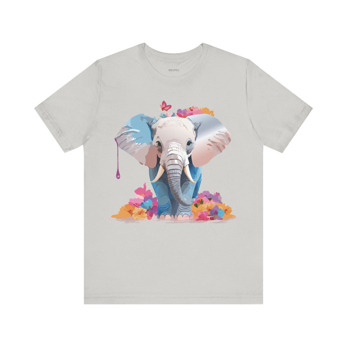 Elephant Graphic Unisex Cotton Bella+Canvas Tee with Art Animal Design e123