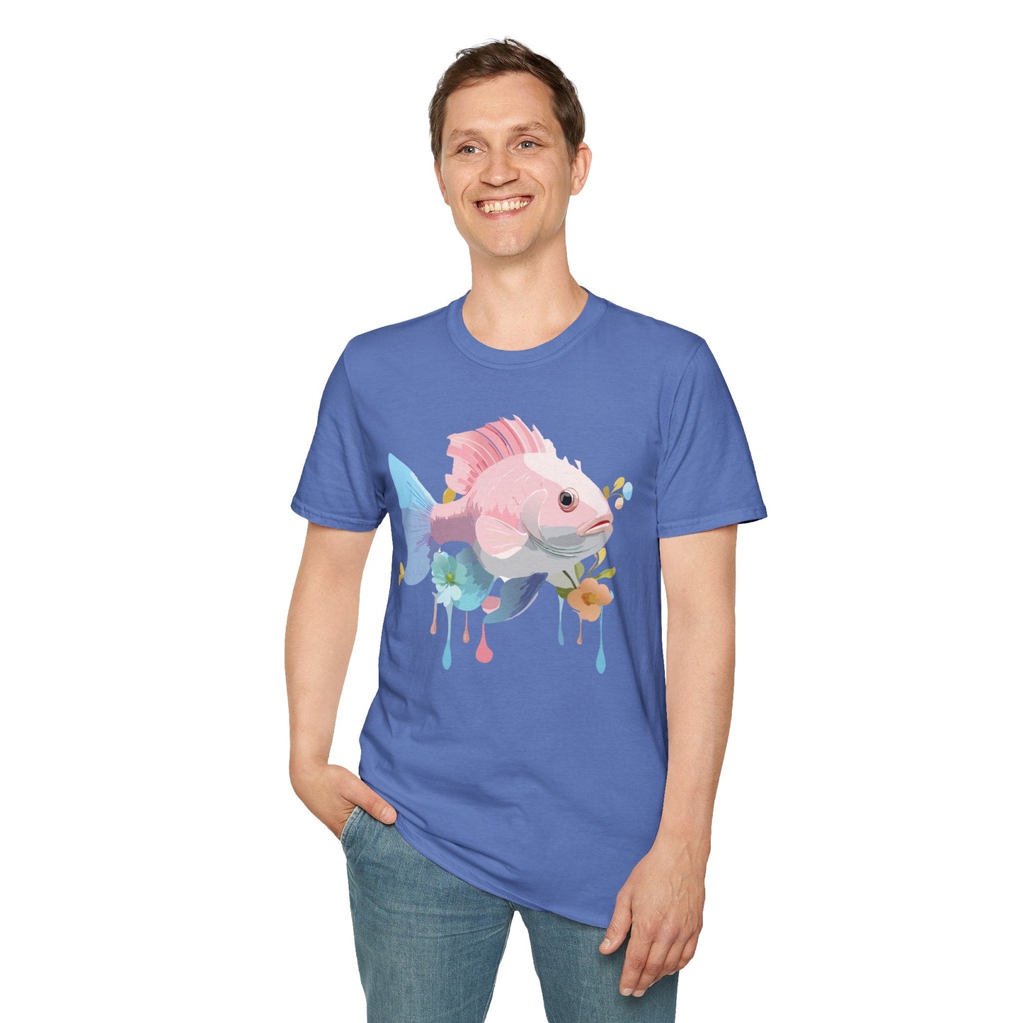 Fish Art Design Shirt Unisex Graphic Tee With Fish Illustration Gildan Softstyle 64000
