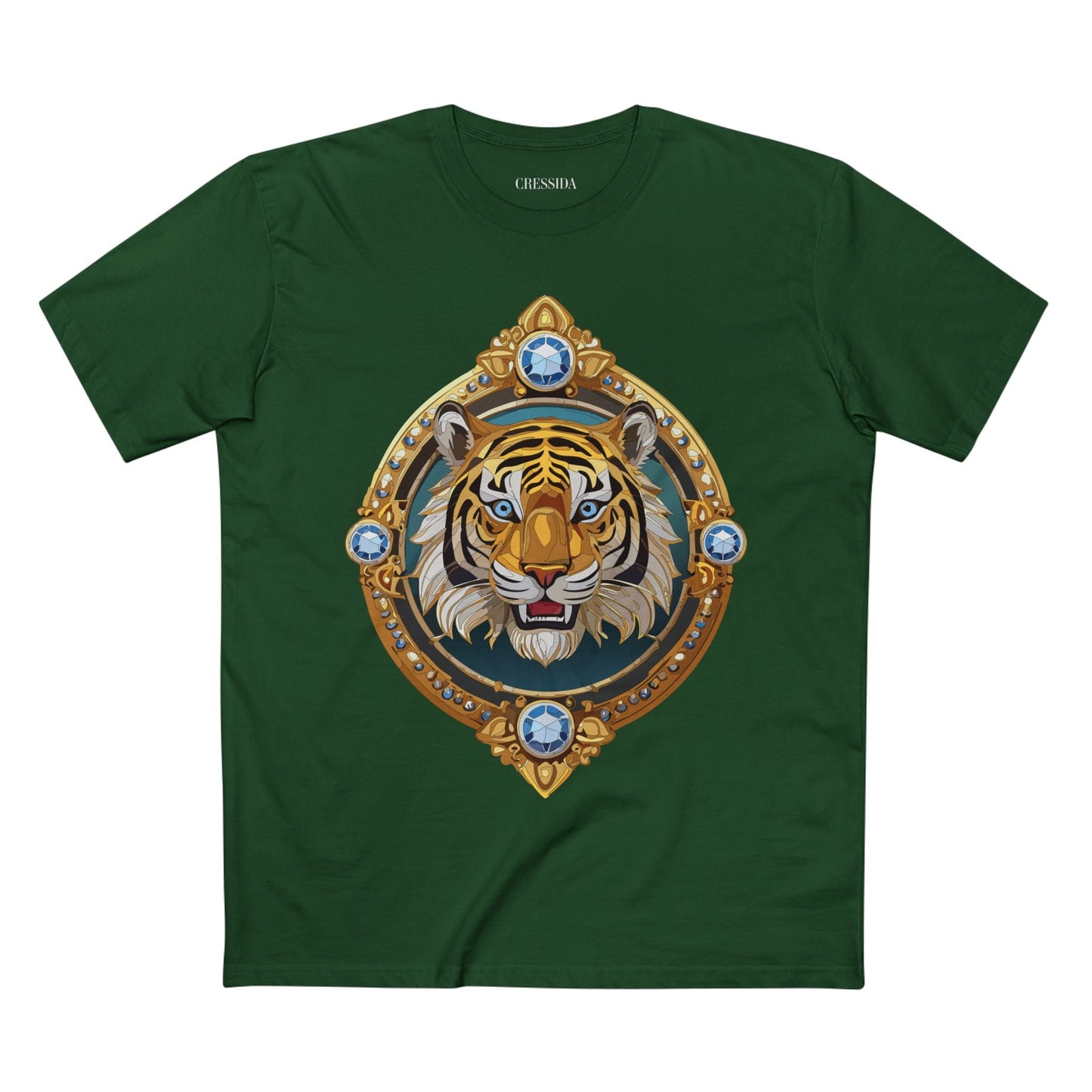 Tiger Graphic Unisex 100 Cotton Tee With Unique Animal Golden Medallion Art Design 6