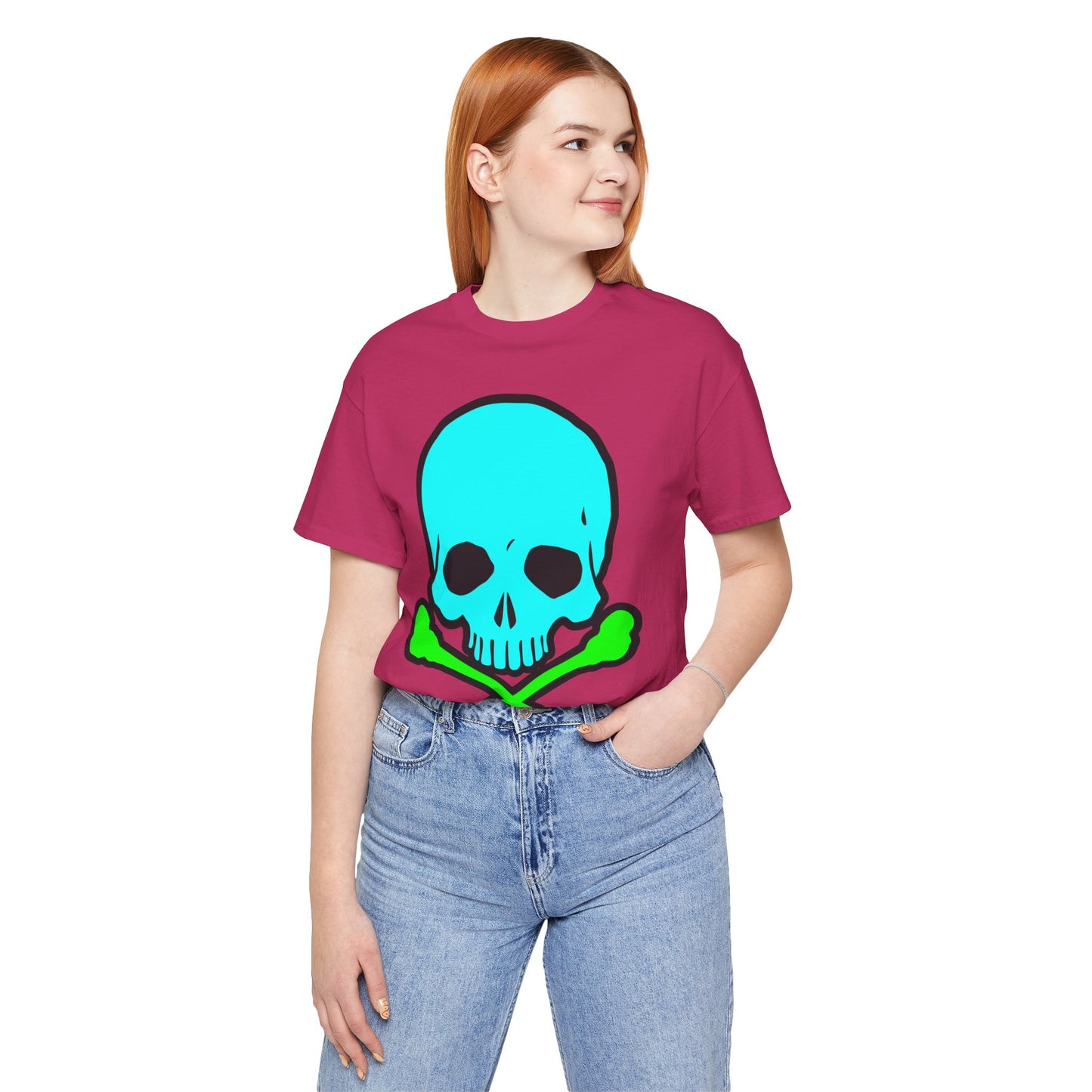 Blue Skull Graphic Design Tee, Skull Shirt, Vintage Tees, Art Design T-Shirt, Vintage Graphic Tee, Art Shirts with Skulls